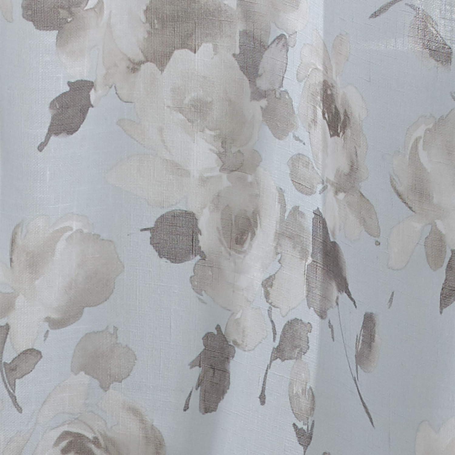 imageMartha Stewart Annabelle Floral Sheer Rod Pocket Single Curtain Panel 84 LinenAqua