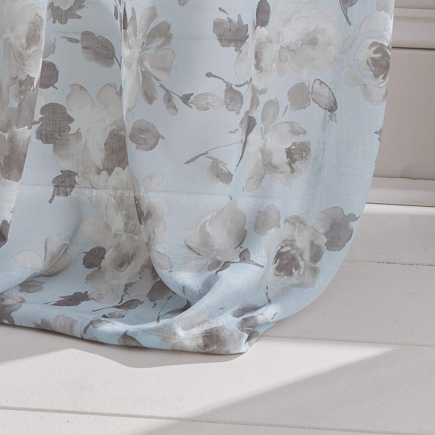 imageMartha Stewart Annabelle Floral Sheer Rod Pocket Single Curtain Panel 84 LinenAqua