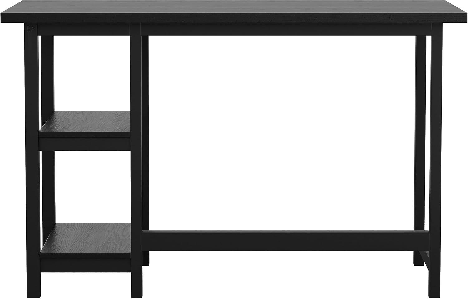 imageMartha Stewart Beckett Modern Trestle Desk with Open Side Shelving in Black Wood Grain FinishBlack Wood Grain