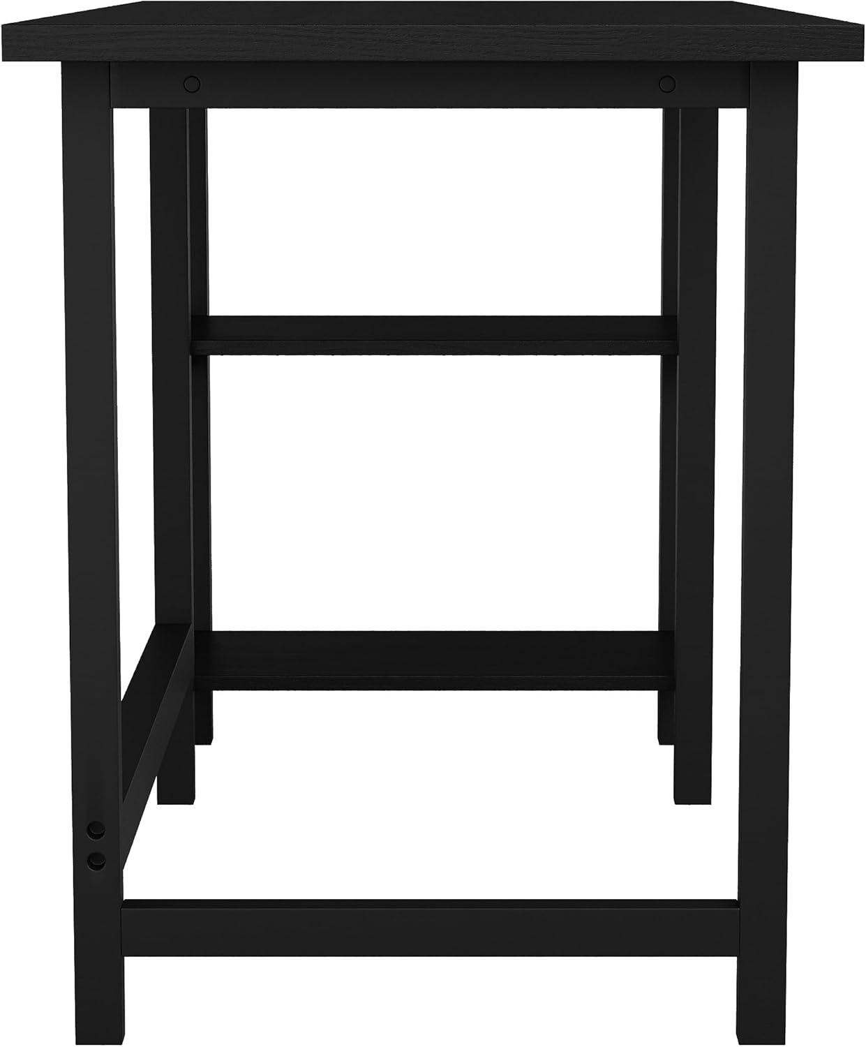 imageMartha Stewart Beckett Modern Trestle Desk with Open Side Shelving in Black Wood Grain FinishBlack Wood Grain