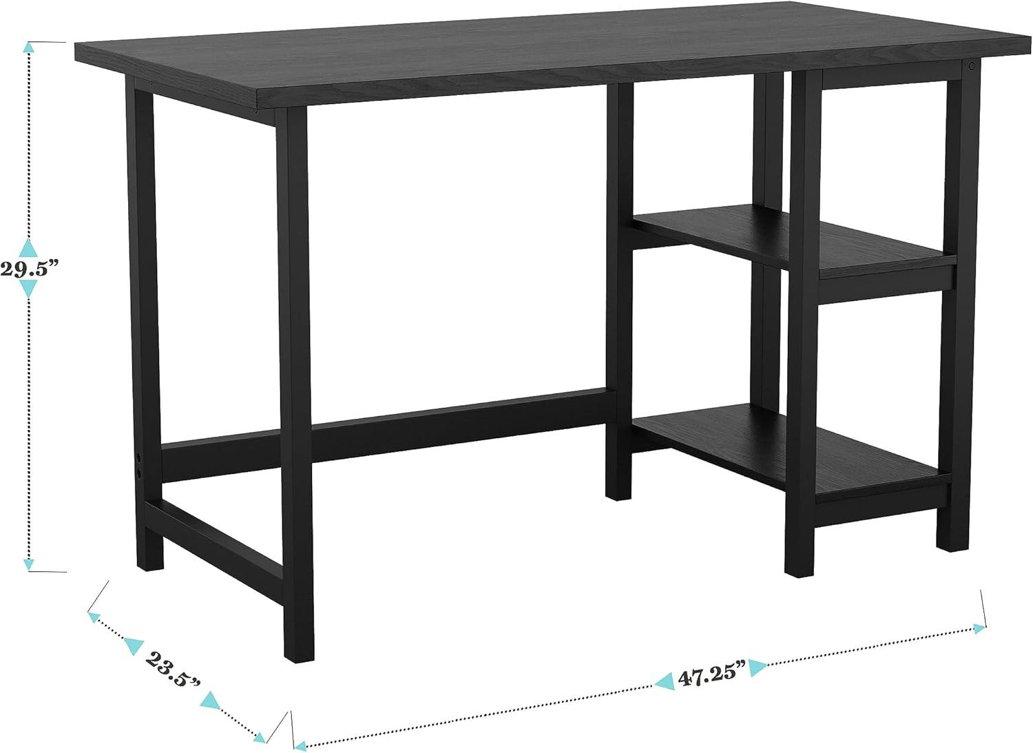 imageMartha Stewart Beckett Modern Trestle Desk with Open Side Shelving in Black Wood Grain FinishBlack Wood Grain