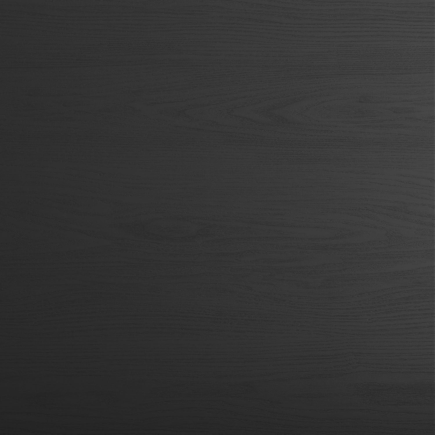 imageMartha Stewart Beckett Modern Trestle Desk with Open Side Shelving in Black Wood Grain FinishBlack Wood Grain