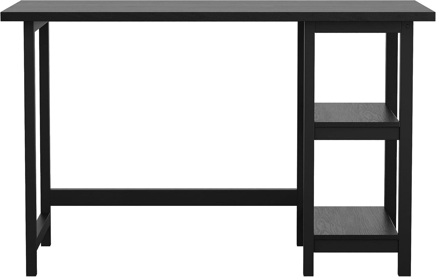 imageMartha Stewart Beckett Modern Trestle Desk with Open Side Shelving in Black Wood Grain FinishBlack Wood Grain