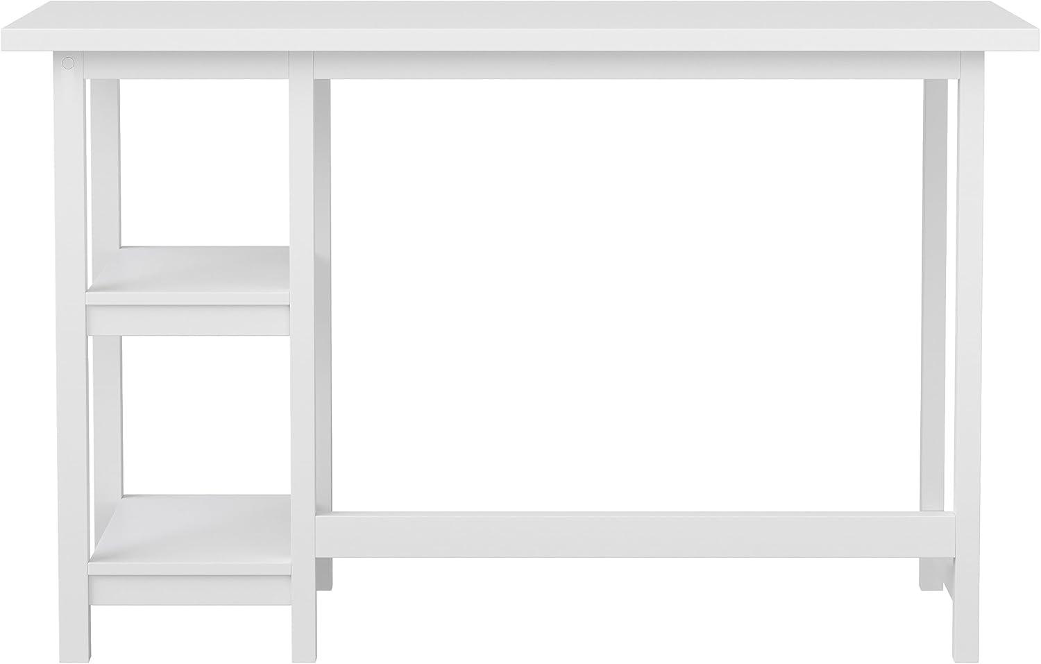 imageMartha Stewart Beckett Modern Trestle Desk with Open Side Shelving in Black Wood Grain FinishWhite Wood Grain