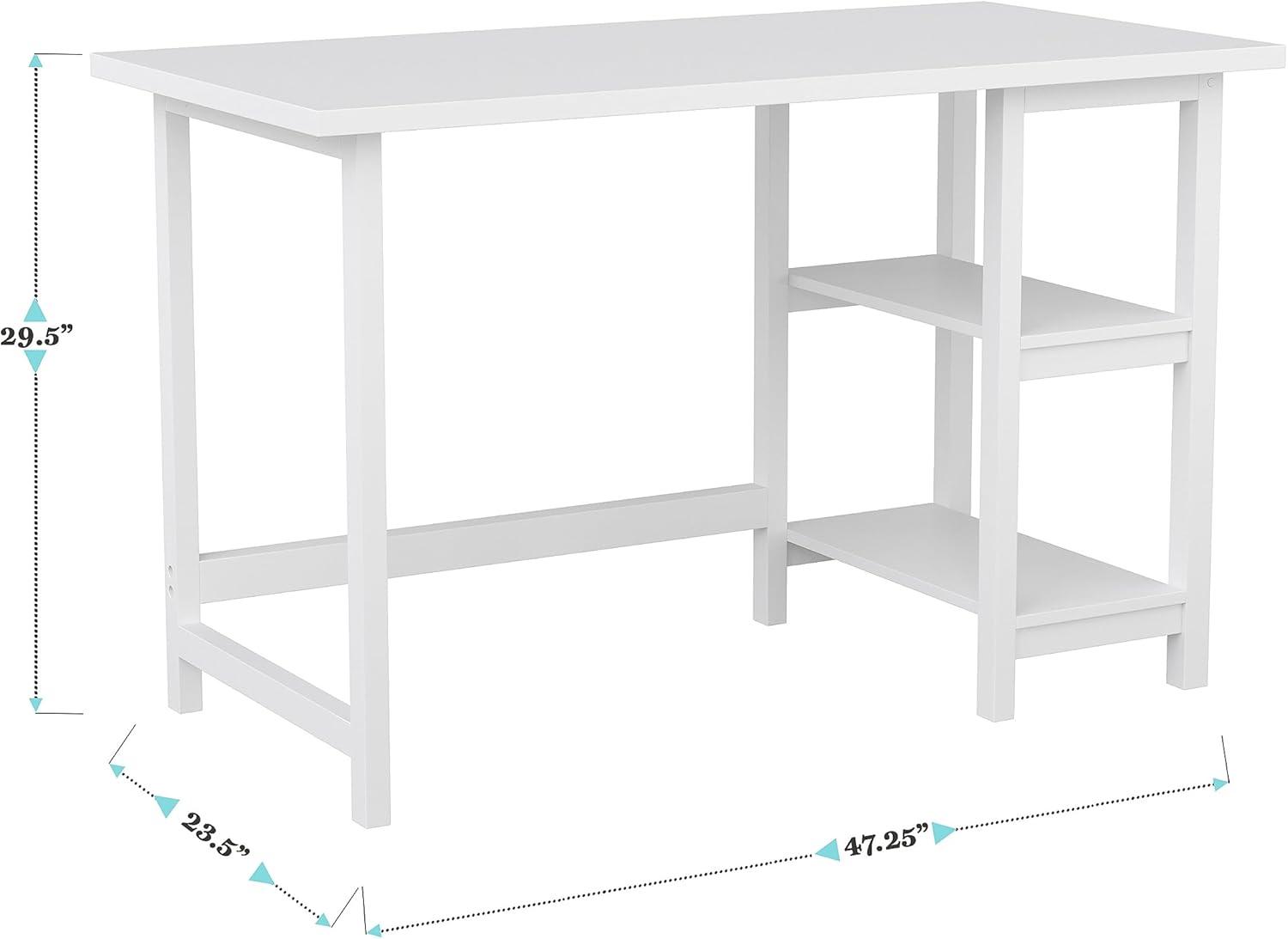 imageMartha Stewart Beckett Modern Trestle Desk with Open Side Shelving in Black Wood Grain FinishWhite Wood Grain