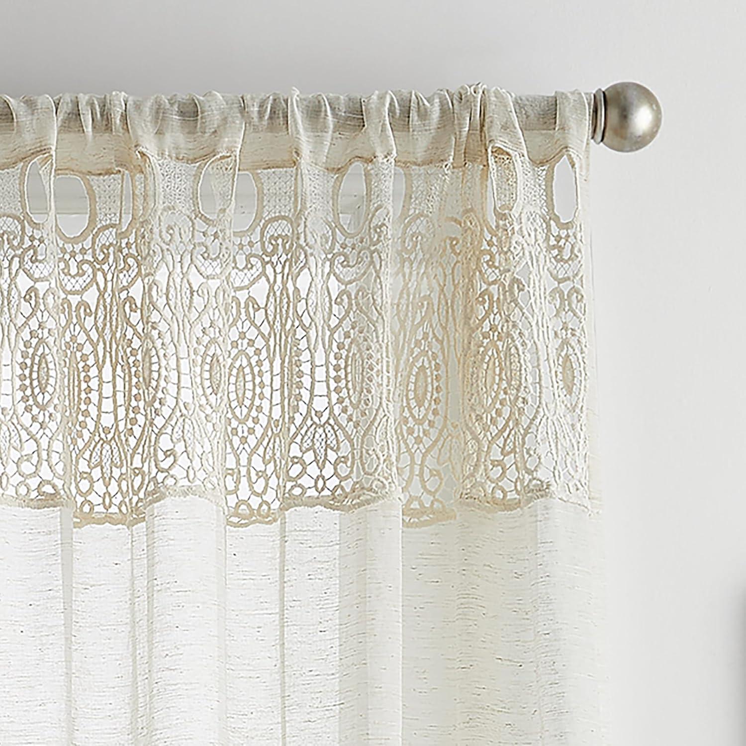 imageMartha Stewart Boho Curtains Macrame Decor Textured Sheer Rod Pocket Window Curtain Panel Pair 95 LinenLinen