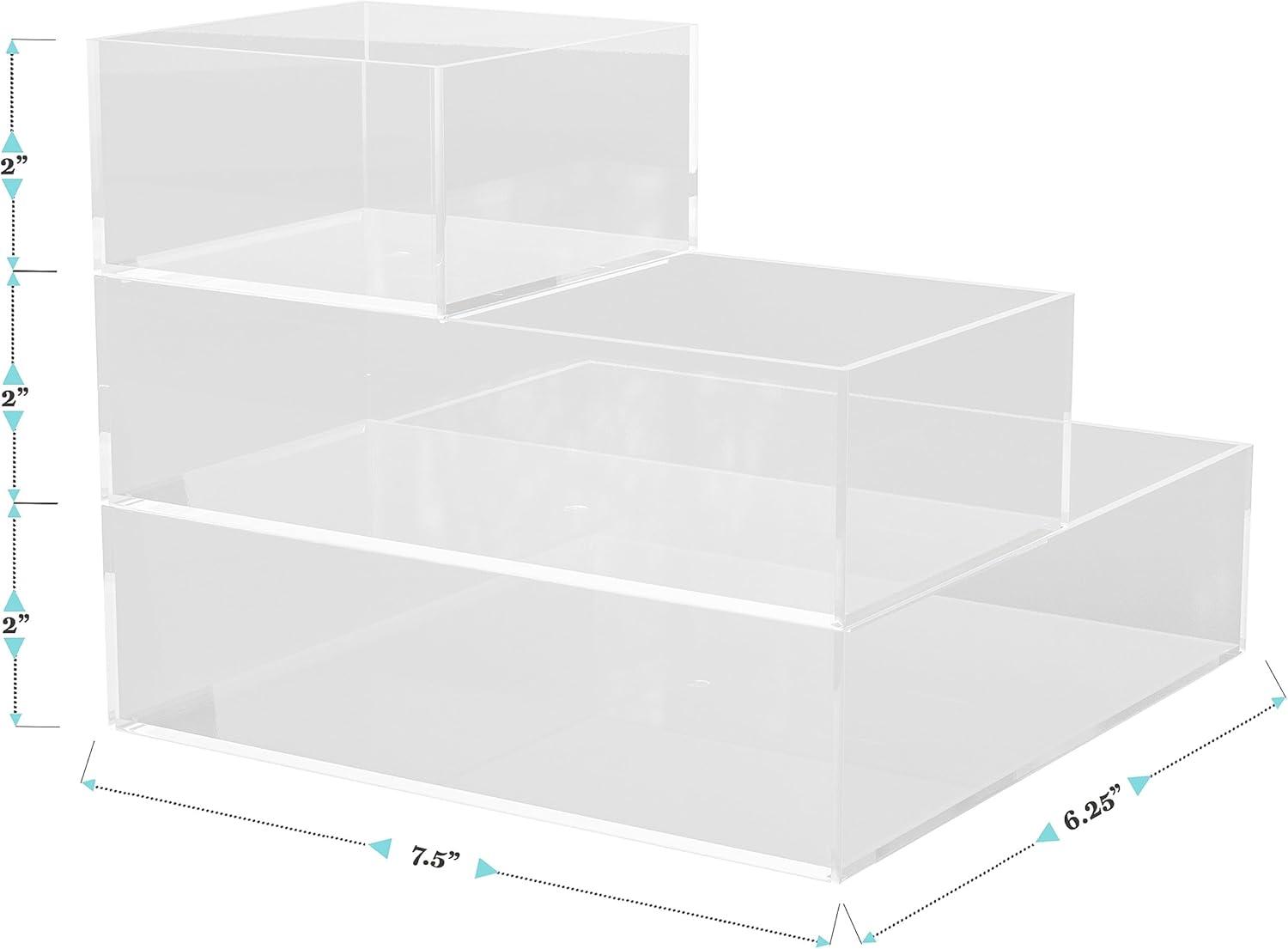 imageMartha Stewart Brody Desktop Storage Organizer Stack and Slide Plastic Organizer Tray Organizer for Office Kitchen or Vanity 3 x 375 Clear3 x 375 1 3 x 75 1 75 x 625 1