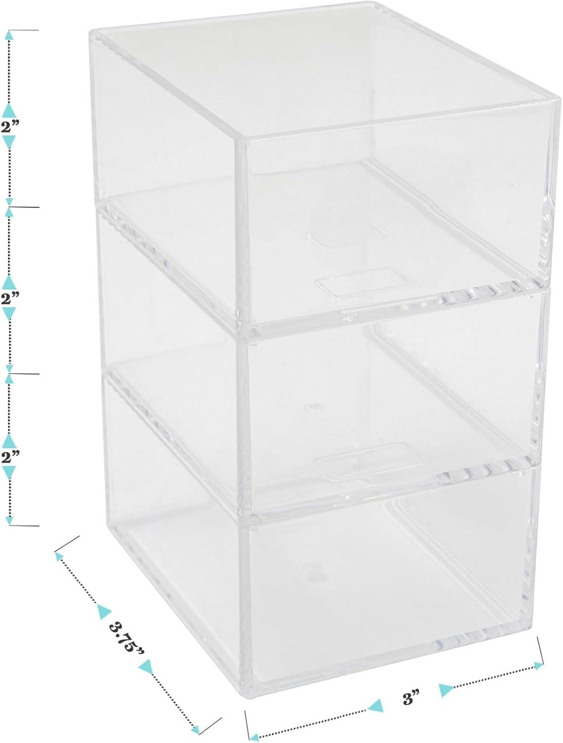 imageMartha Stewart Brody Desktop Storage Organizer Stack and Slide Plastic Organizer Tray Organizer for Office Kitchen or Vanity 3 x 375 Clear3 x 375 1