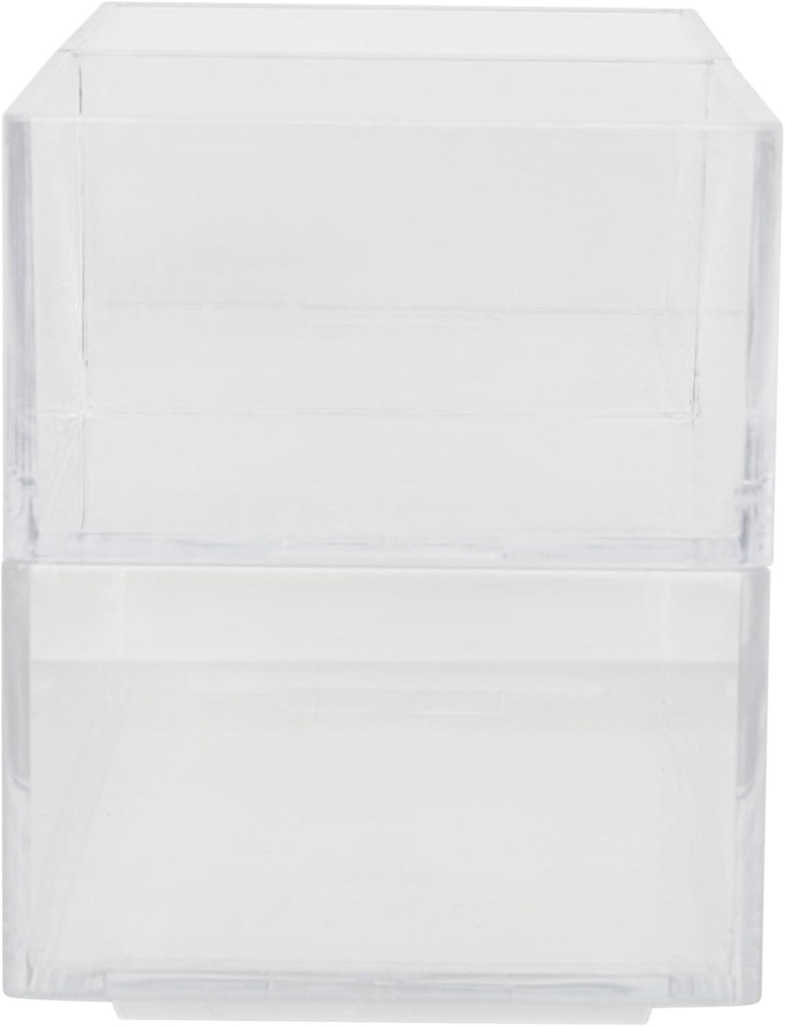 imageMartha Stewart Brody Desktop Storage Organizer Stack and Slide Plastic Organizer Tray Organizer for Office Kitchen or Vanity 3 x 375 Clear3 x 375 2 3 x 75 1