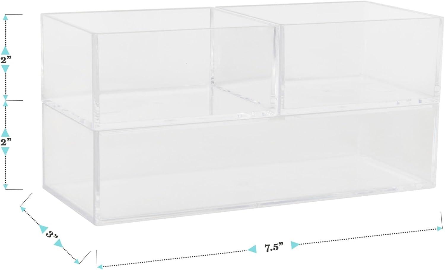 imageMartha Stewart Brody Desktop Storage Organizer Stack and Slide Plastic Organizer Tray Organizer for Office Kitchen or Vanity 3 x 375 Clear3 x 375 2 3 x 75 1