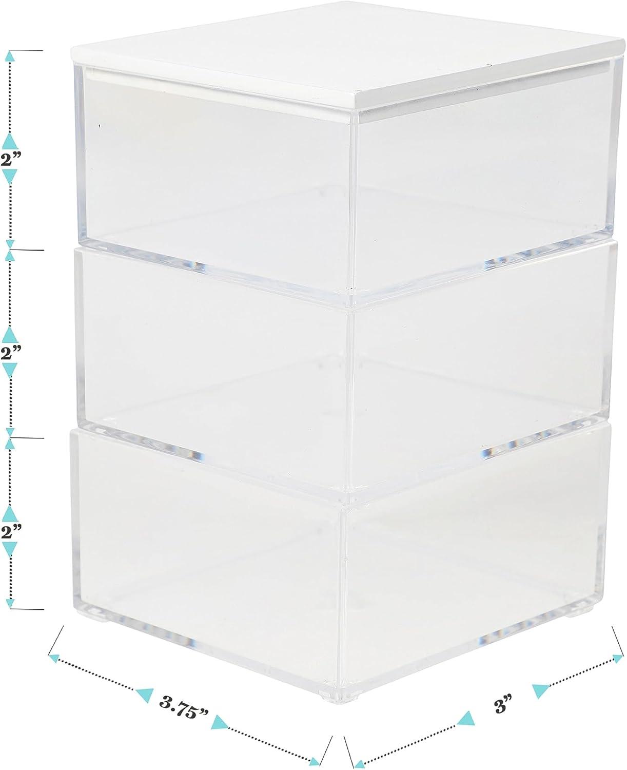 imageMartha Stewart Brody Plastic Storage Organizer Bins with Engineered Wood Lid for Home Office Kitchen or Bathroom 3 Pack Small 375 x 3 ClearWhite