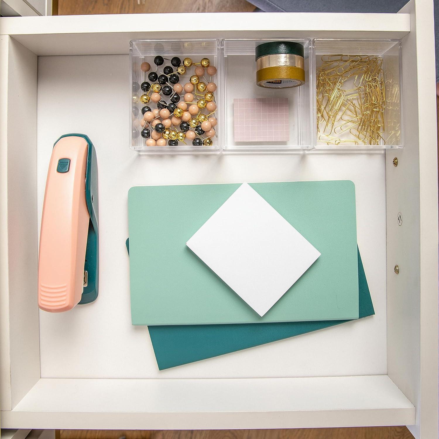 imageMartha Stewart Brody Plastic Storage Organizer Bins with Engineered Wood Lid for Home Office Kitchen or Bathroom 3 Pack Small 375 x 3 ClearWhite