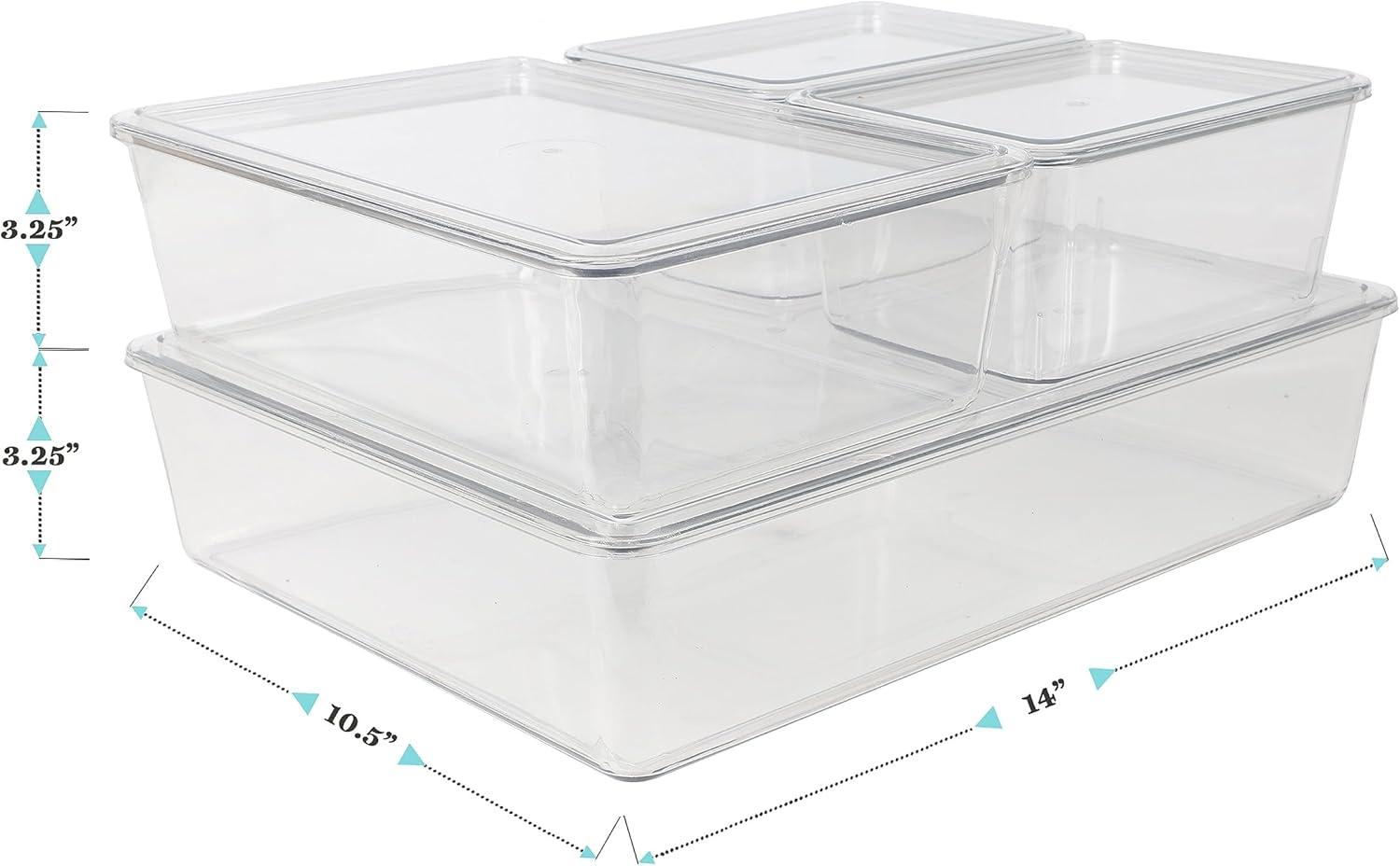 imageMartha Stewart Brody Plastic Storage Organizer Bins with Lids for Home Office Kitchen or Bathroom 4 Pack 2Small1Medium 1 Large ClearWhiteSet of 1 Pack of 2