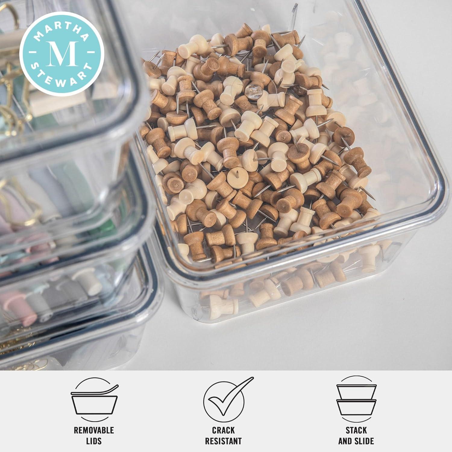 imageMartha Stewart Brody Plastic Storage Organizer Bins with Transparent Lids for Home Office Kitchen or Bathroom 4 Pack 675 x 5