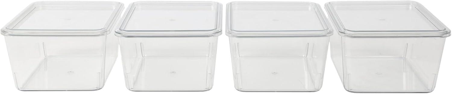 imageMartha Stewart Brody Plastic Storage Organizer Bins with Transparent Lids for Home Office Kitchen or Bathroom 4 Pack 675 x 5