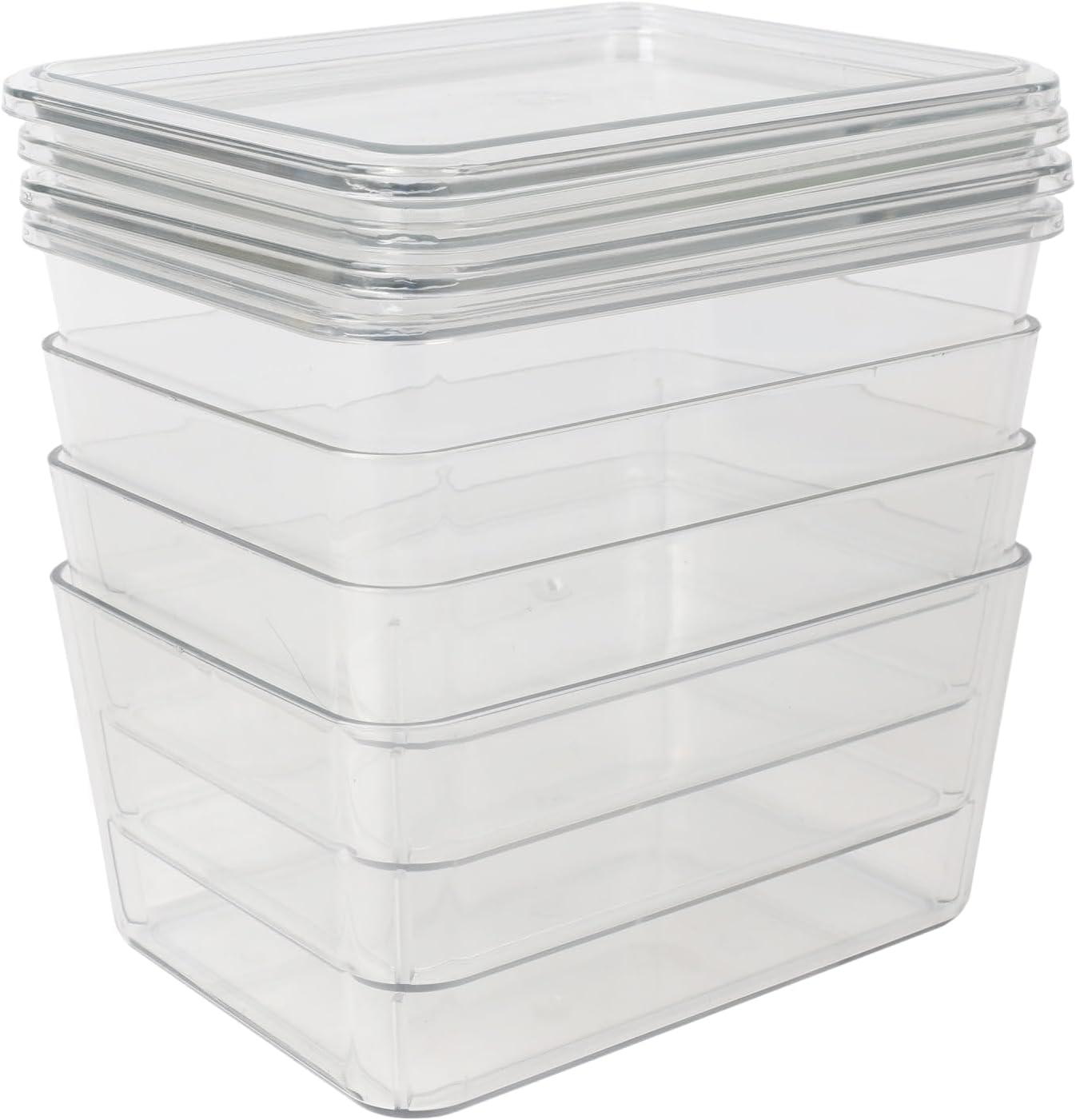 imageMartha Stewart Brody Plastic Storage Organizer Bins with Transparent Lids for Home Office Kitchen or Bathroom 4 Pack 675 x 5