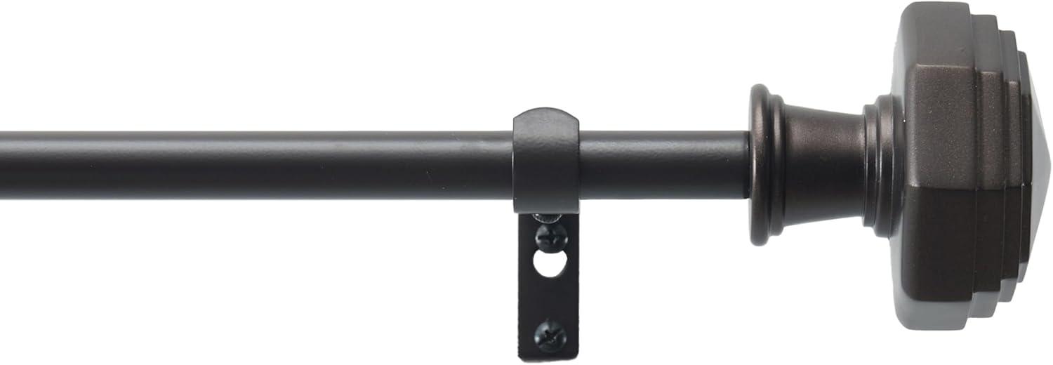 imageMartha Stewart Chatsworth Curtain Rod for Windows 36 to 66 inches Adjustable Length 75 inch Diameter Metal Curtain Rod with Round Finials 36 66 Matte NickelBronze