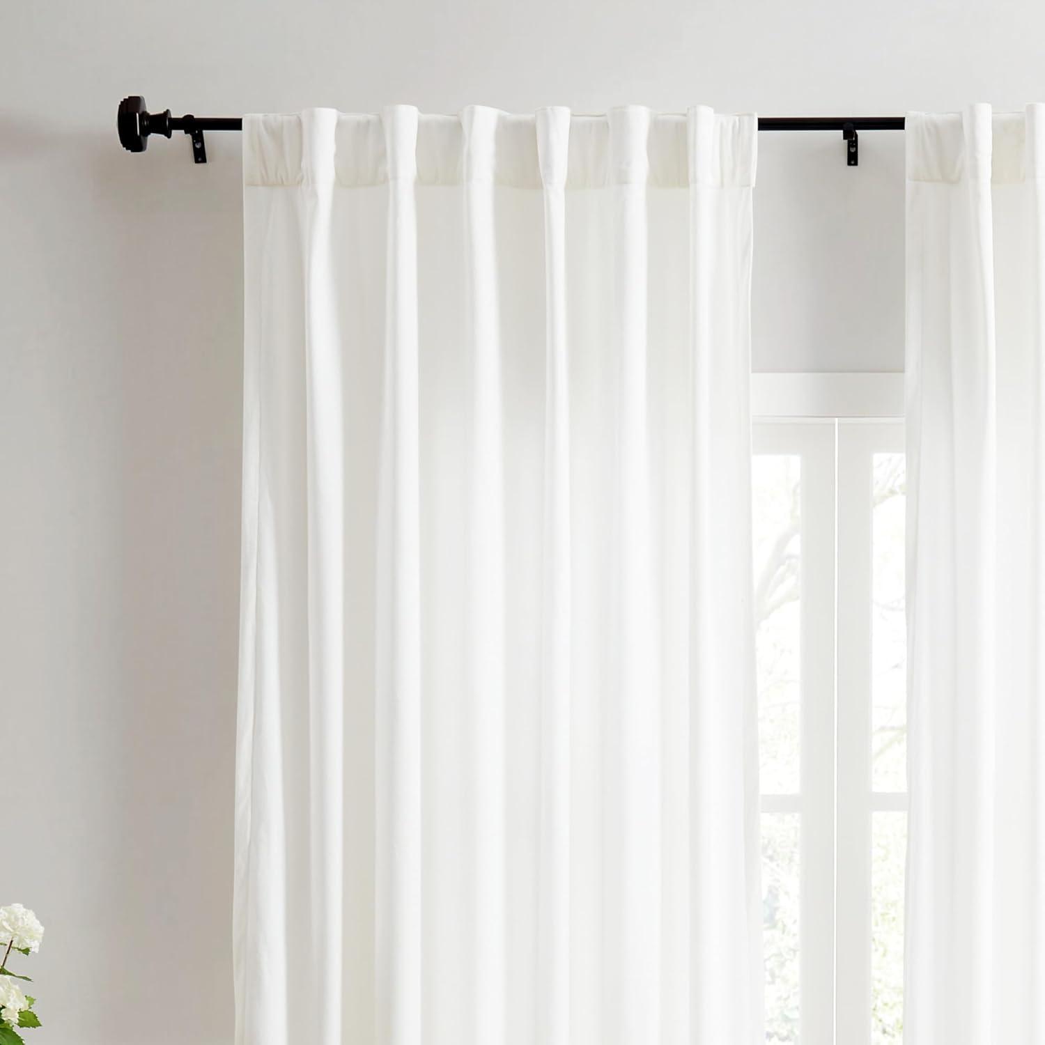 imageMartha Stewart Chatsworth Curtain Rod for Windows 36 to 66 inches Adjustable Length 75 inch Diameter Metal Curtain Rod with Round Finials 36 66 Matte NickelBronze