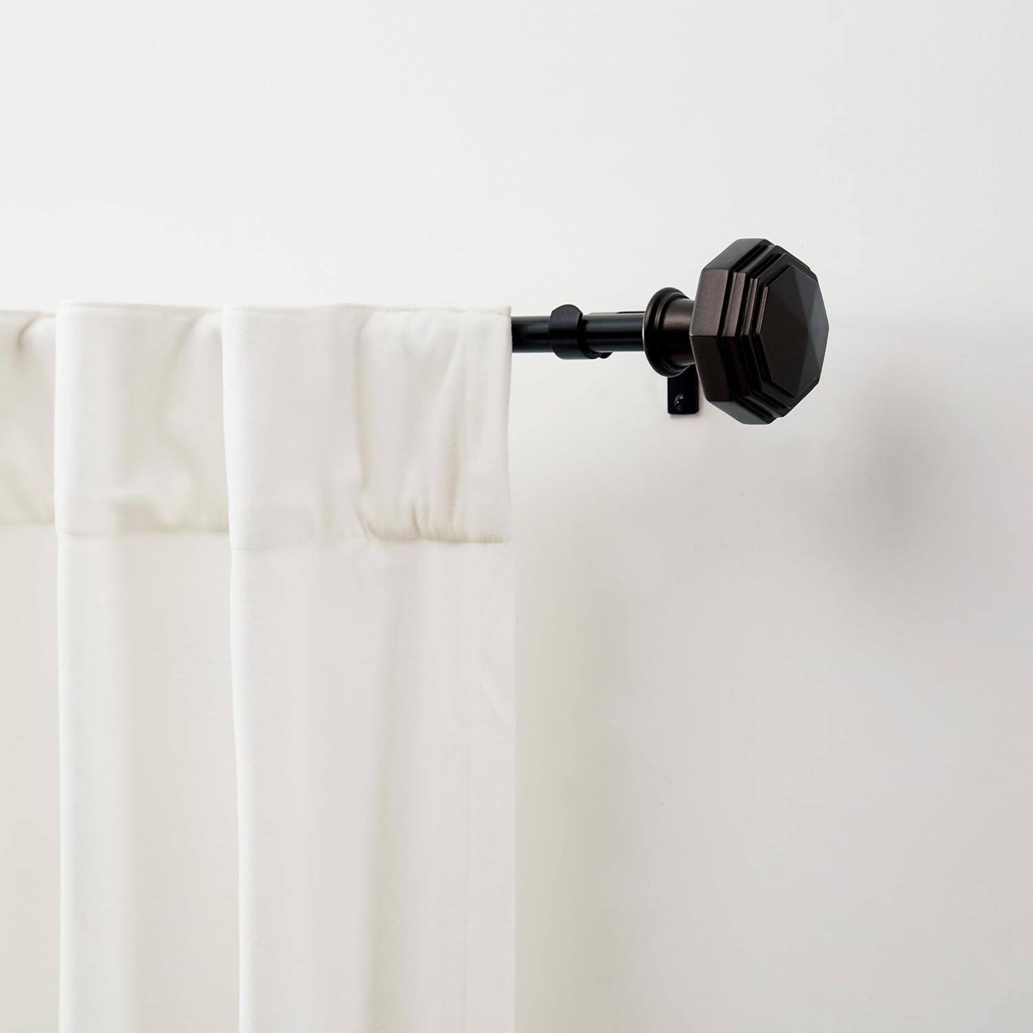 imageMartha Stewart Chatsworth Curtain Rod for Windows 36 to 66 inches Adjustable Length 75 inch Diameter Metal Curtain Rod with Round Finials 36 66 Matte NickelBronze