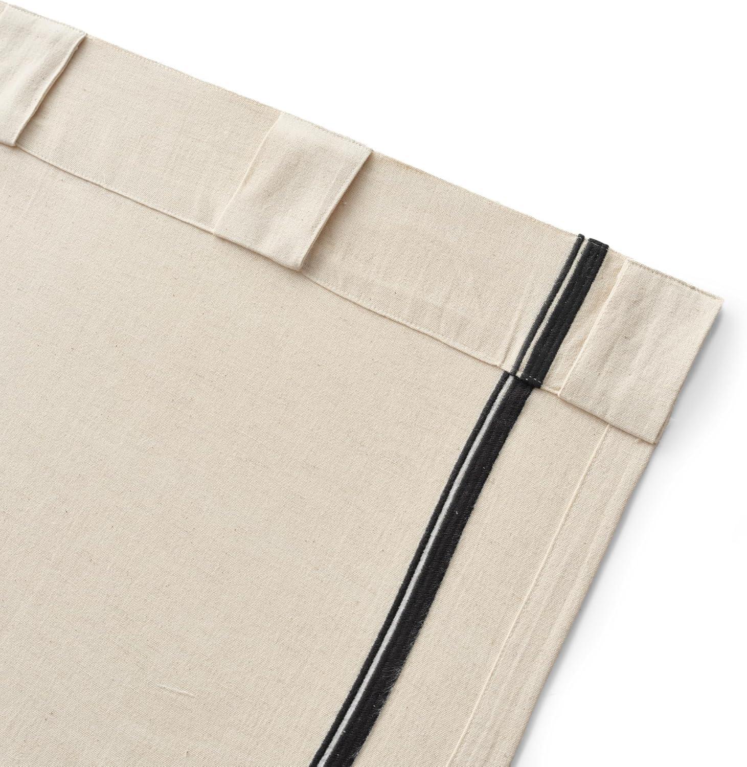 imageMartha Stewart Cream Light Filtering Window Curtains for Living Room 50 x 84 Set of 2 Back Tab Panels Embroidered Stripe LinenLinen
