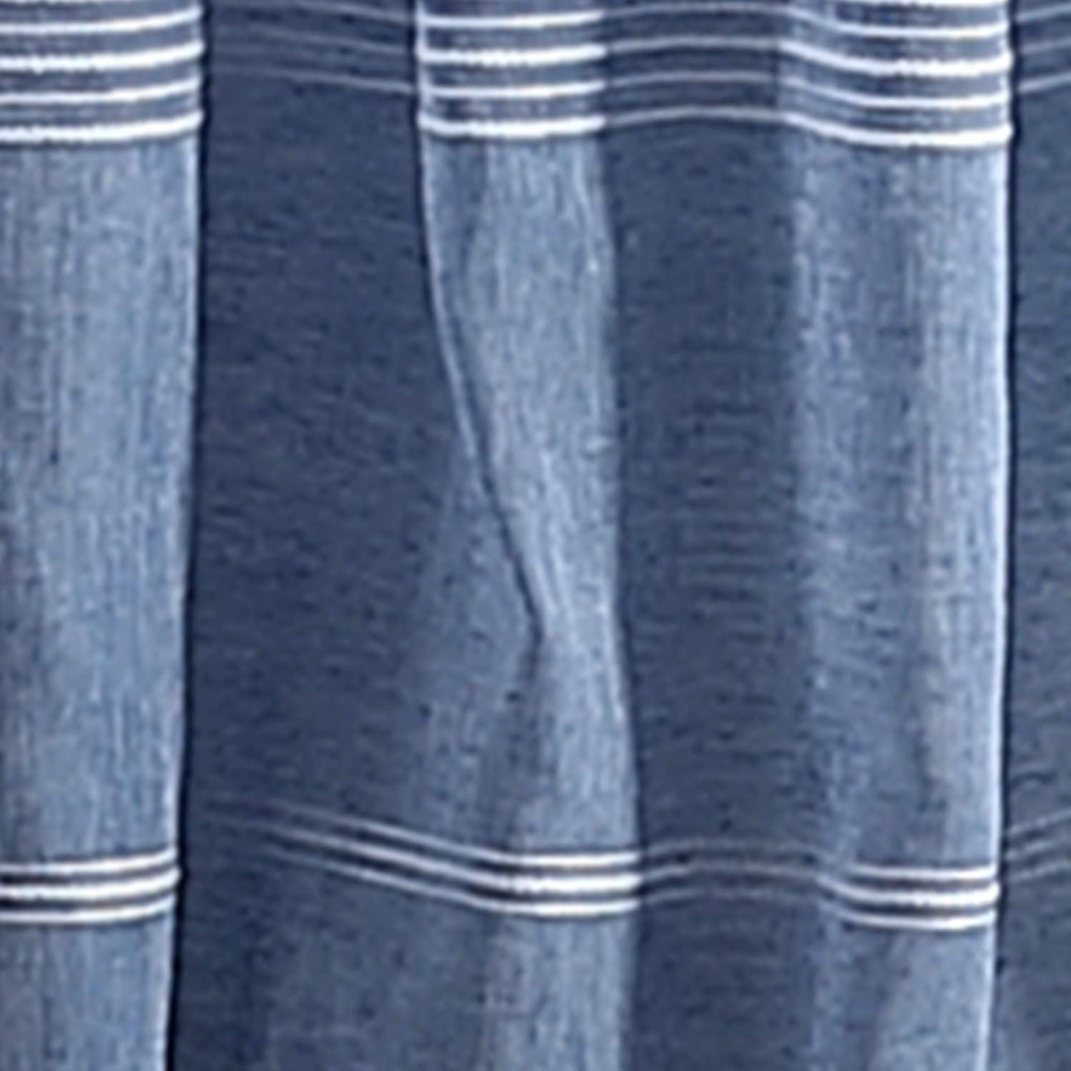 imageMartha Stewart Delicate Stripe Sheer Rod Pocket Window Curtain Panel Pair for Living Room 95 IndigoIndigo
