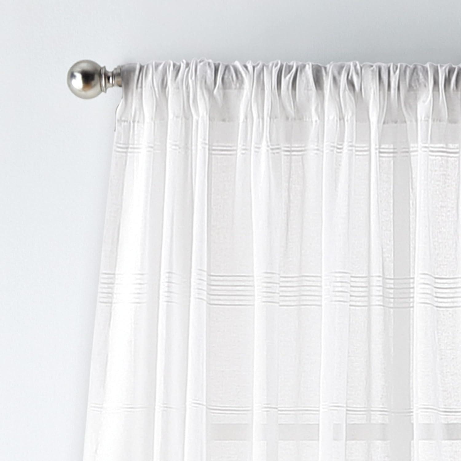 imageMartha Stewart Delicate Stripe Sheer Rod Pocket Window Curtain Panel Pair for Living Room 95 IndigoWhite