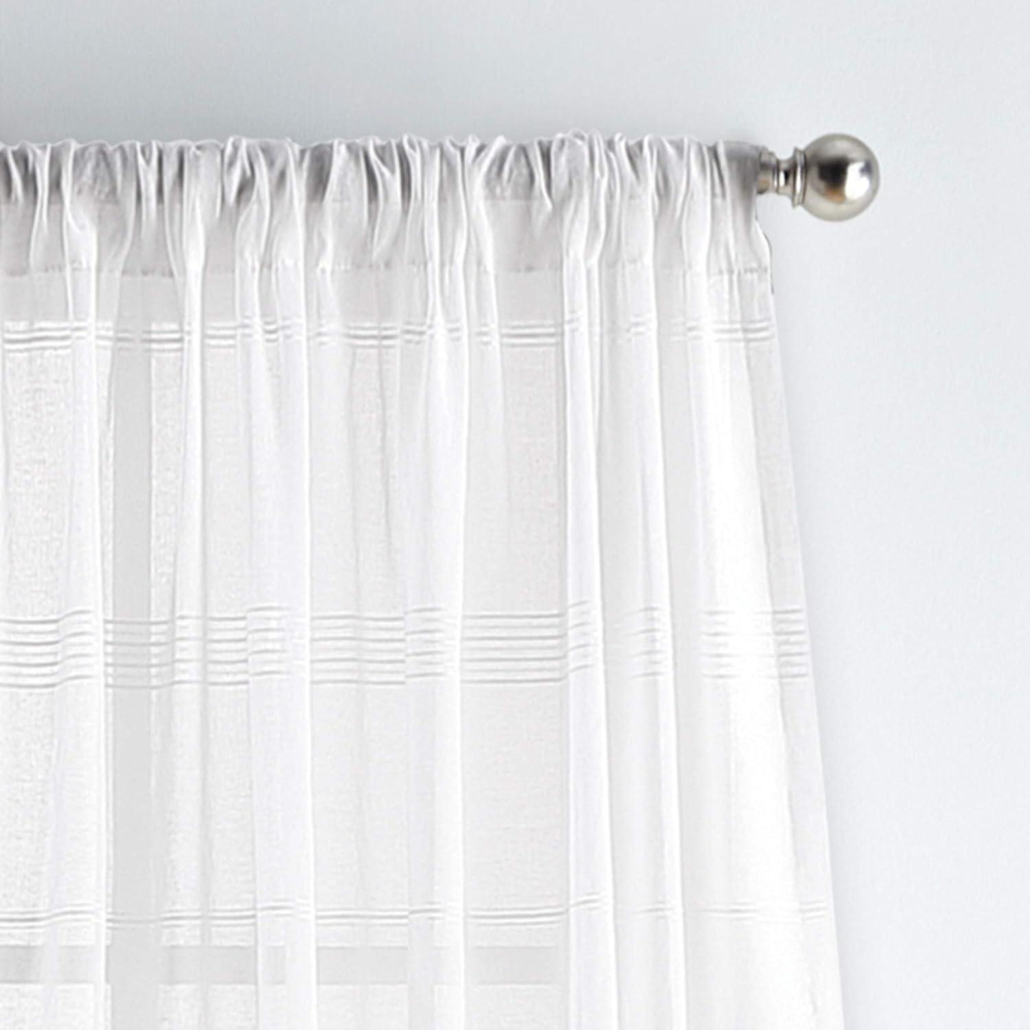 imageMartha Stewart Delicate Stripe Sheer Rod Pocket Window Curtain Panel Pair for Living Room 95 IndigoWhite