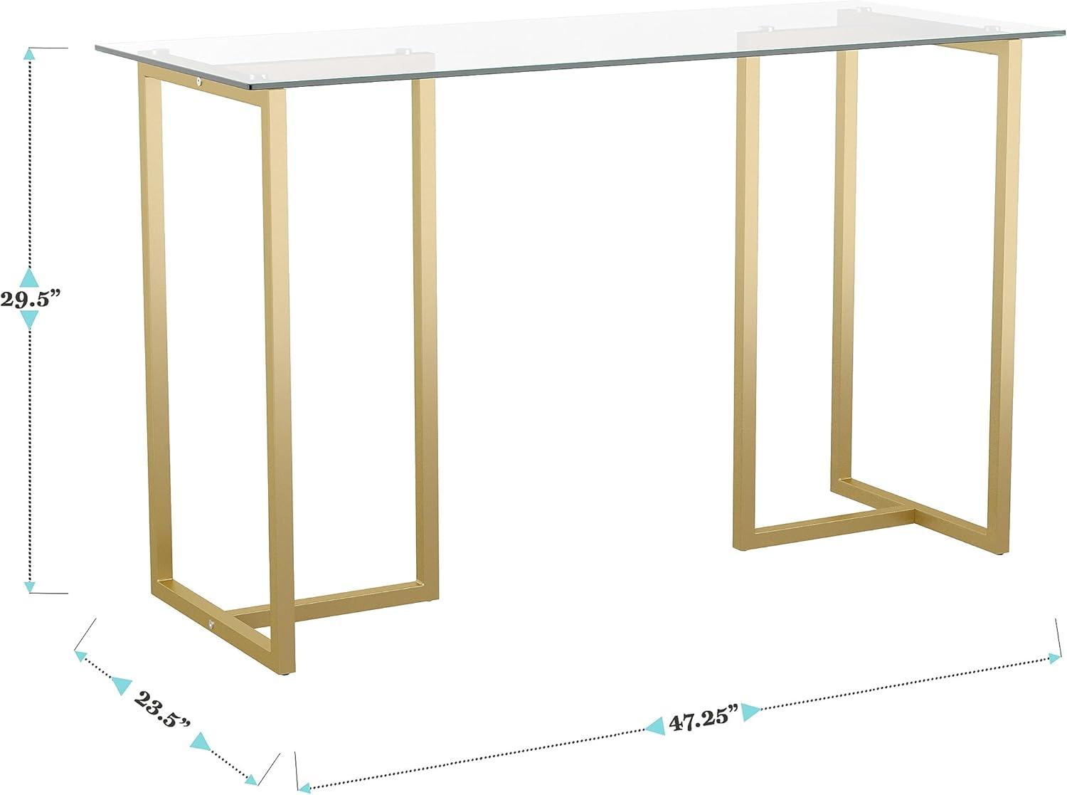 imageMartha Stewart Eli Home Office Desk with Glass Top and Steel Frame Oil Rubbed BronzeClear TopPolished Brass Frame