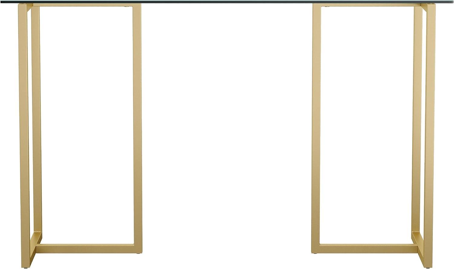 imageMartha Stewart Eli Home Office Desk with Glass Top and Steel Frame Oil Rubbed BronzeClear TopPolished Brass Frame