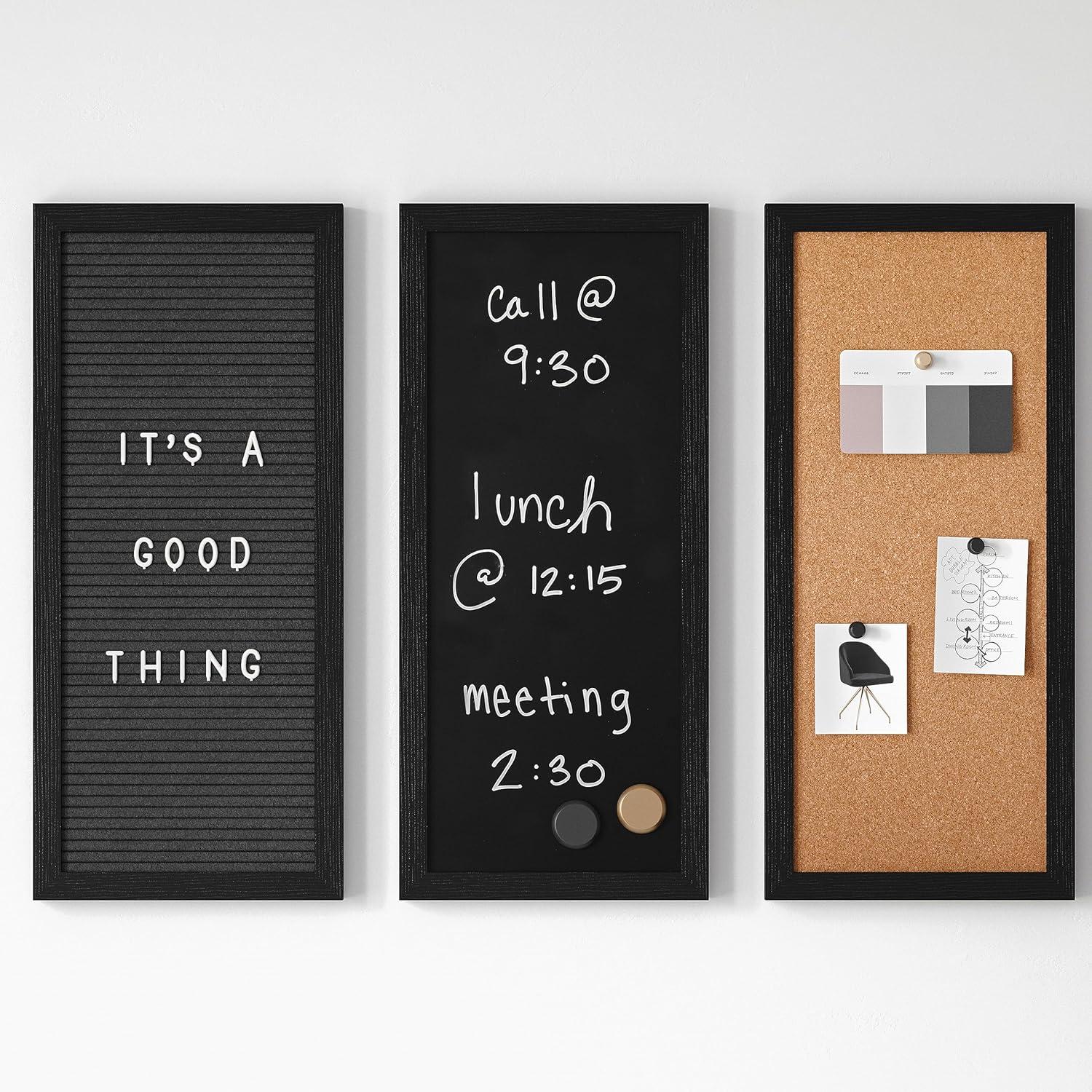 imageMartha Stewart Everette Cork Board Chalk Board Letter Board Set with Included Push Pins Magnets Liquid Chalk Letters 18 x 24 White Woodgrain FrameBlack Woodgrain