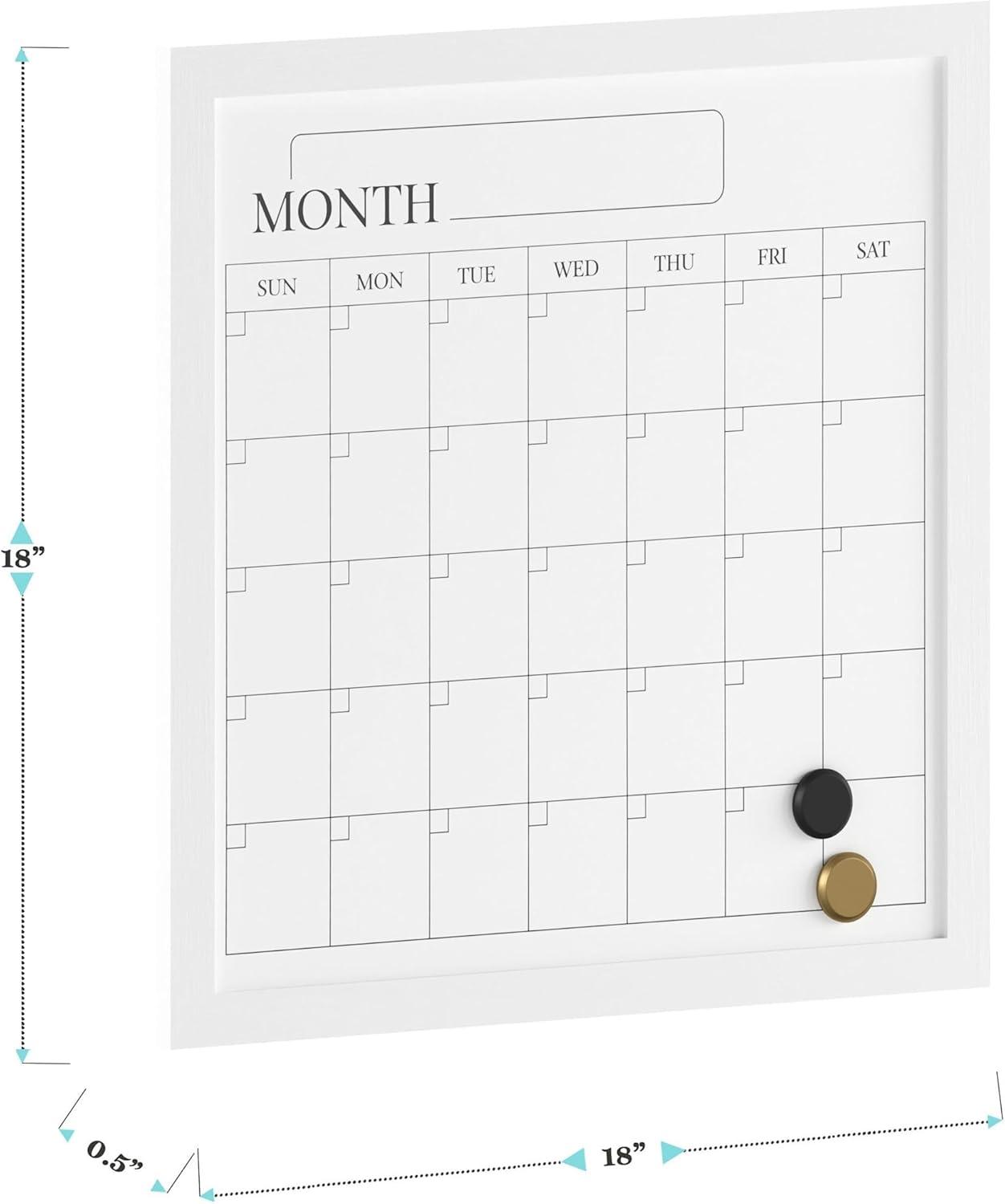 imageMartha Stewart Everette Magnetic Monthly Calendar Dry Erase Board with Included Dry Erase Marker and 2 Magnets 18 x 18 White Woodgrain FrameWhite Woodgrain