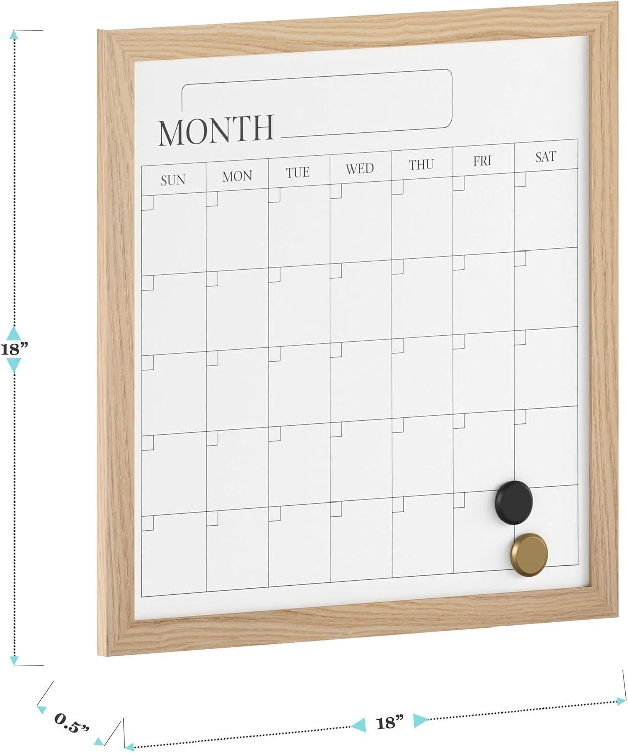 imageMartha Stewart Everette Magnetic Monthly Calendar Dry Erase Board with Included Dry Erase Marker and 2 Magnets 18 x 18 White Woodgrain FrameWhite Woodgrain