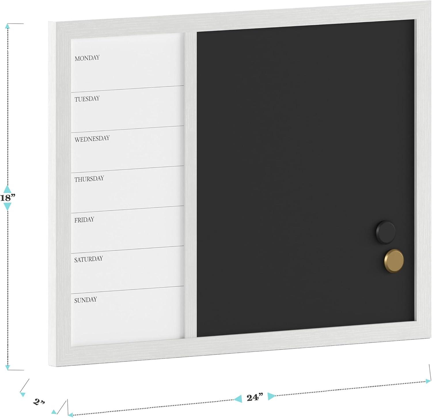 imageMartha Stewart Everette Magnetic Weekly Calendar Dry Erase Board and Chalk Board with Liquid Chalk Marker and Magnets 24x18 Light Natural Woodgrain FrameWhite Woodgrain