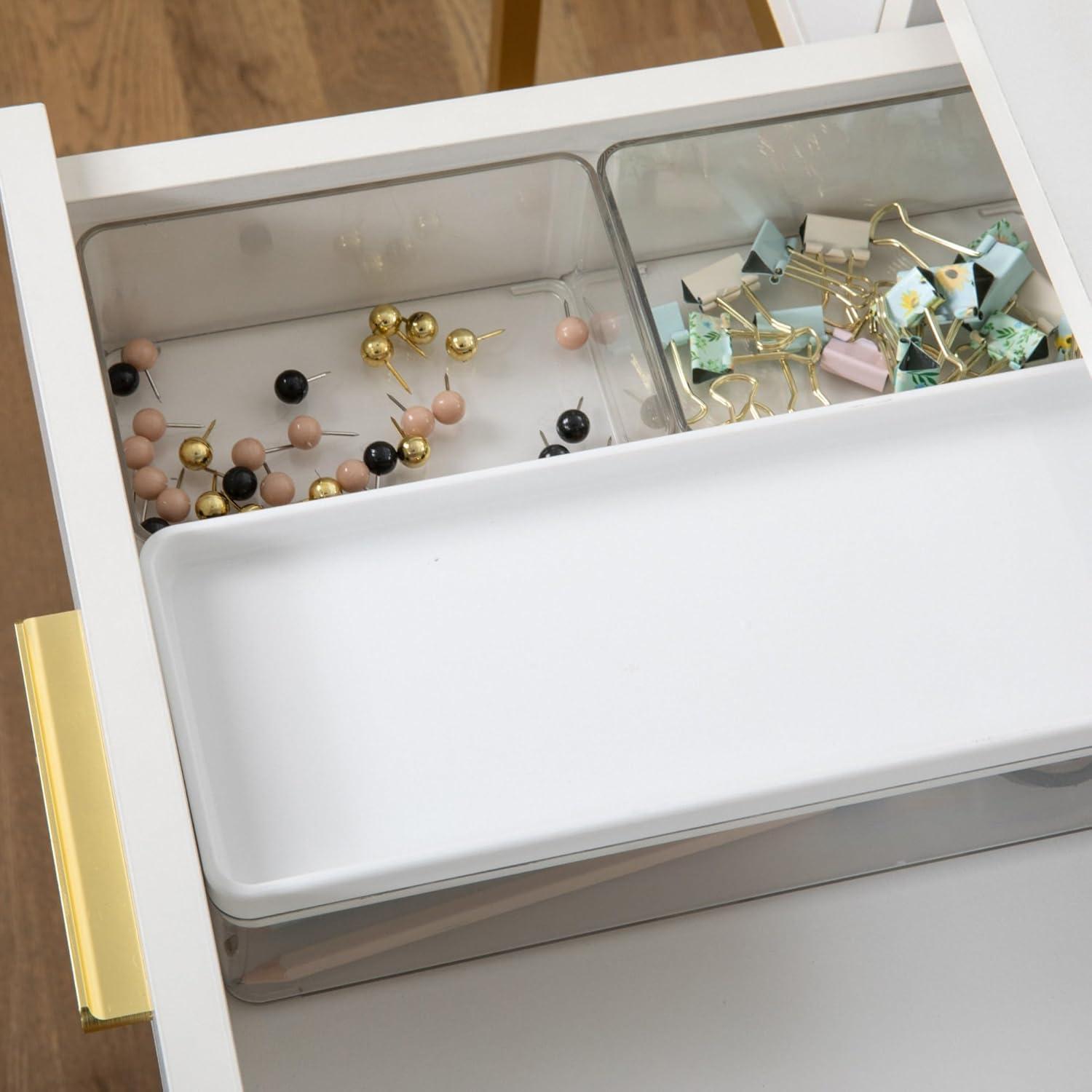 imageMartha Stewart Grady Clear Plastic Stackable Storage Boxes with Light Natural Paulownia Wood Lids Set of 3ClearWhite Plastic Top