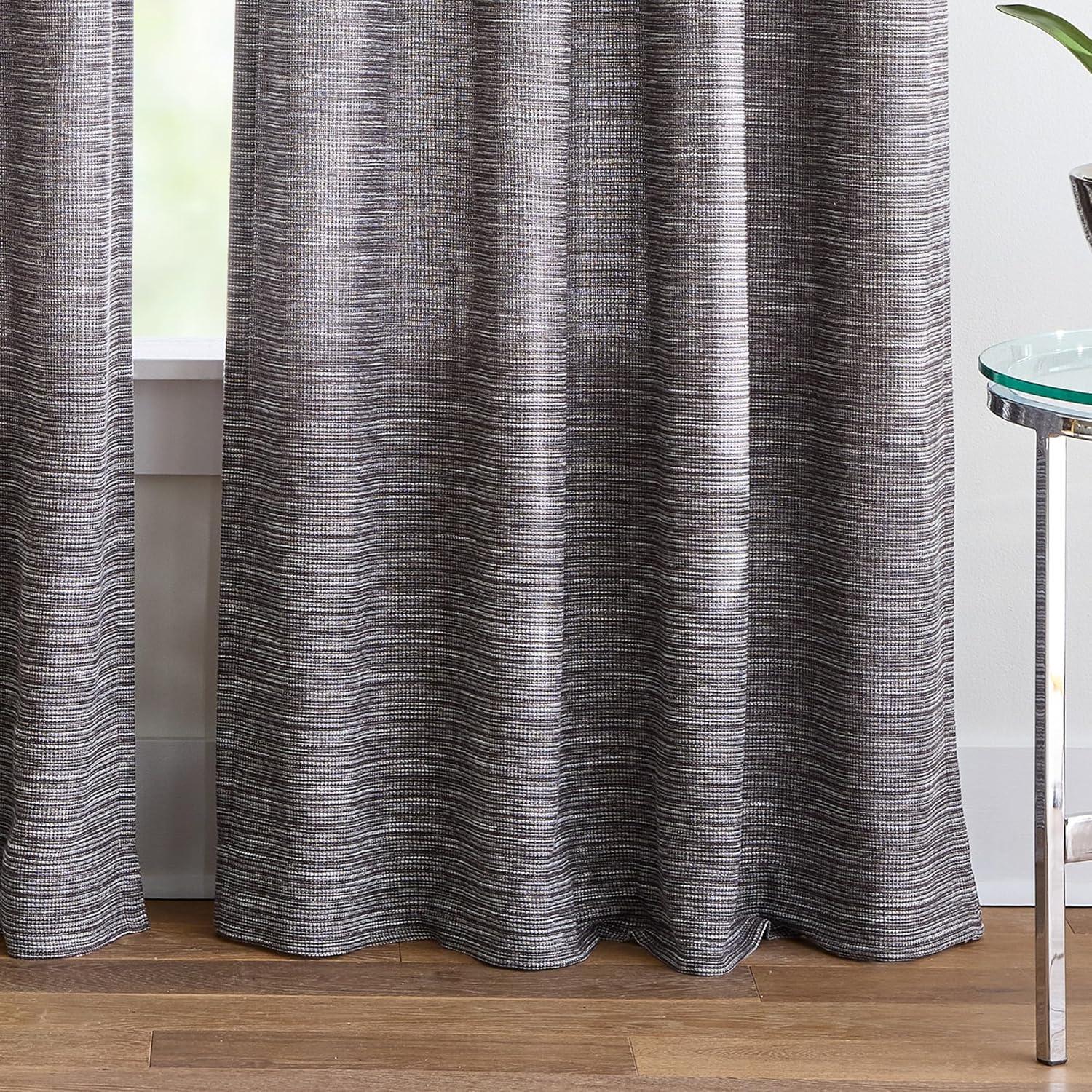 imageMartha Stewart Grey Light Filtering Window Curtains for Living Room or Bedroom 50 x 95 Textured Panels Grommet Top Set of 2Charcoal