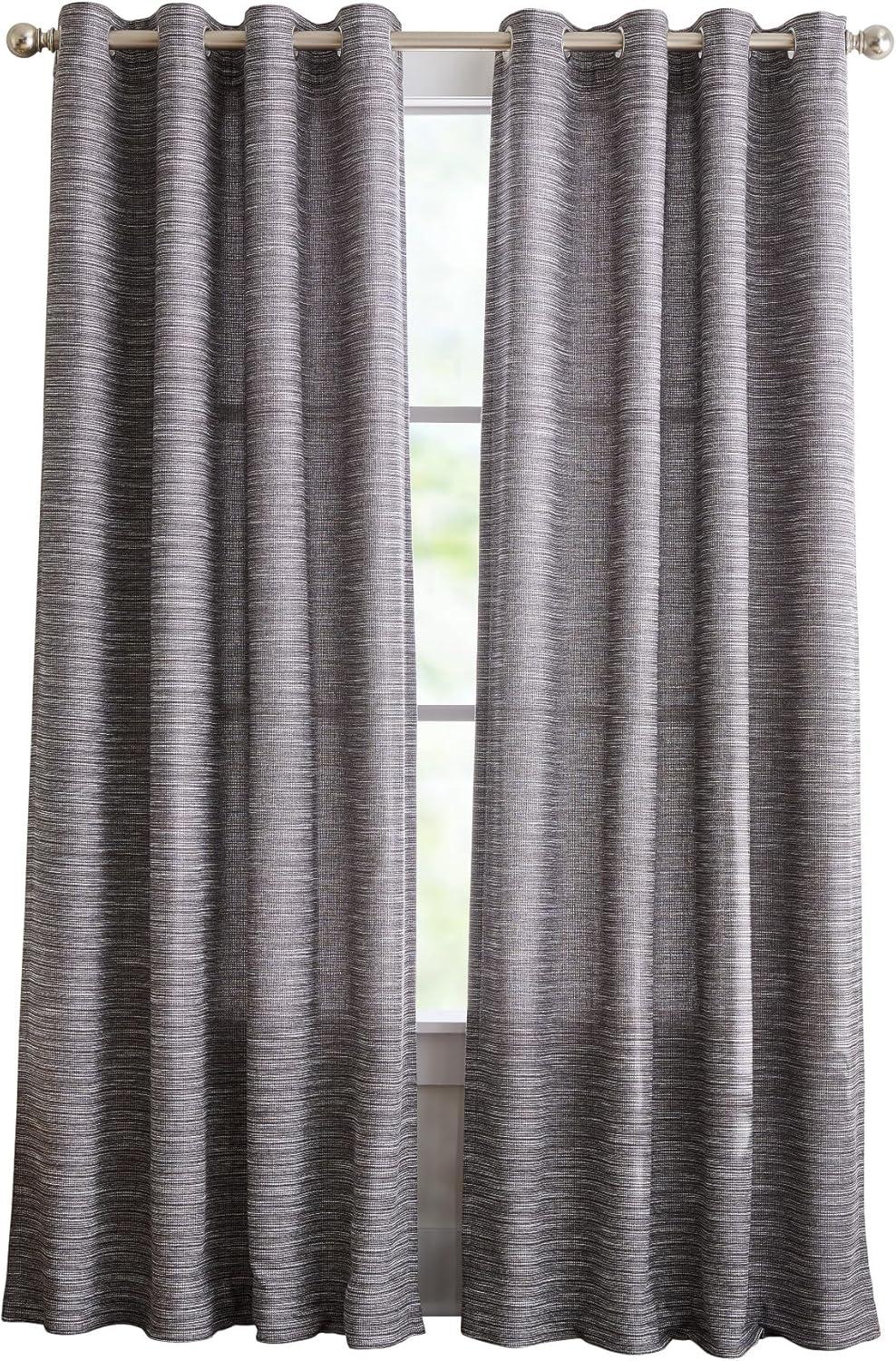 imageMartha Stewart Grey Light Filtering Window Curtains for Living Room or Bedroom 50 x 95 Textured Panels Grommet Top Set of 2Charcoal
