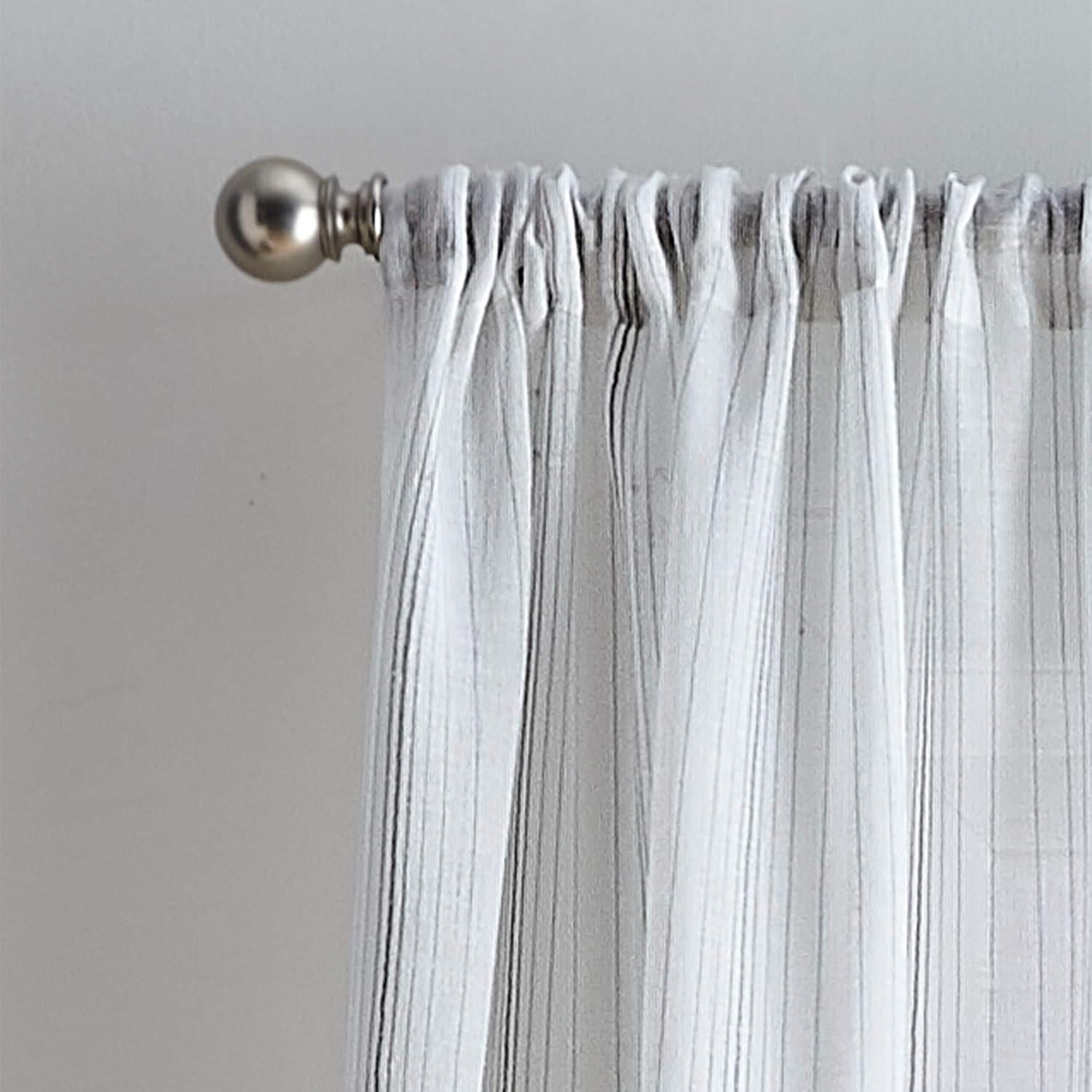 imageMartha Stewart Hampton Stripe Sheer Rod Pocket Single Curtain Panel 95 GreyGrey