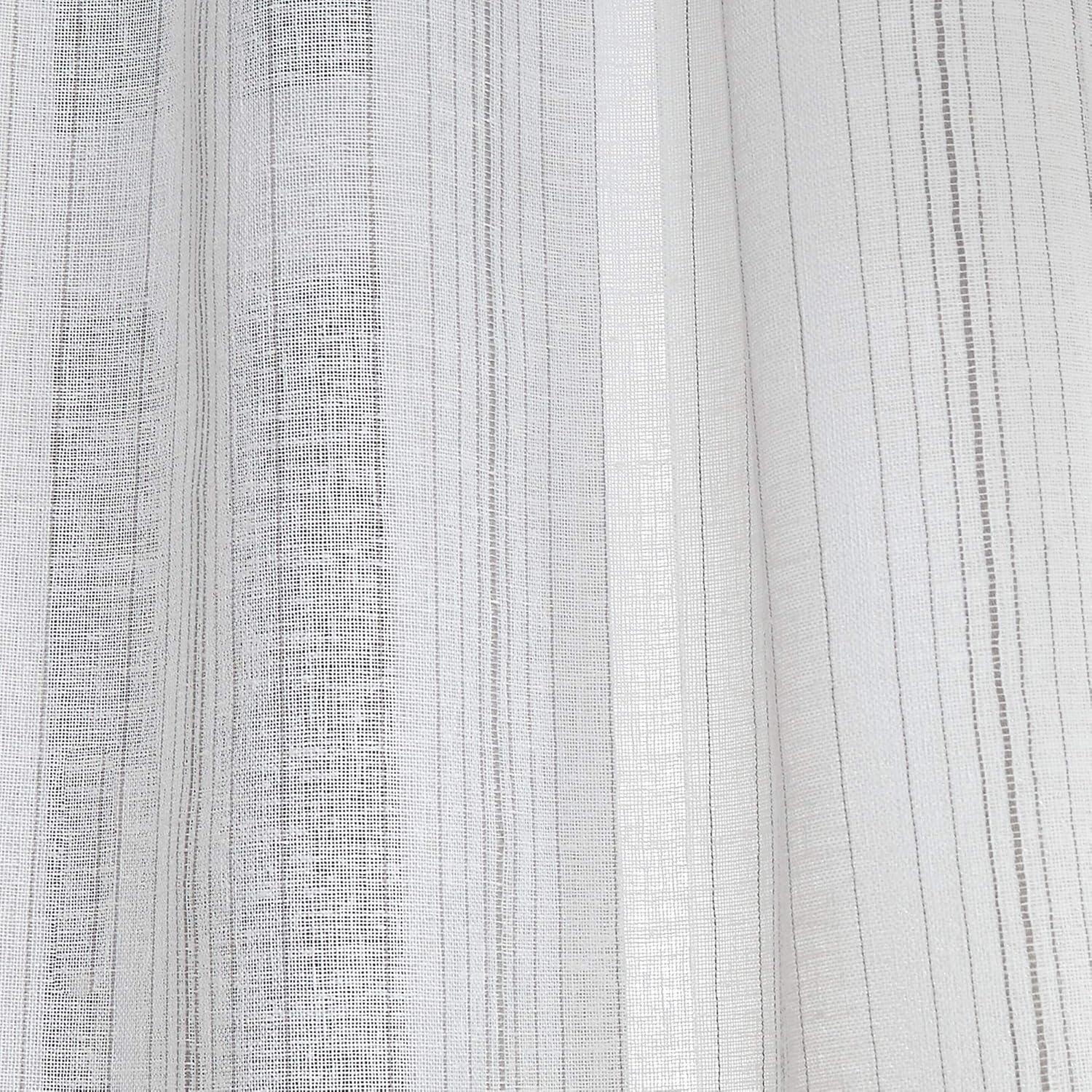 imageMartha Stewart Hampton Stripe Sheer Rod Pocket Single Curtain Panel 95 GreyGrey