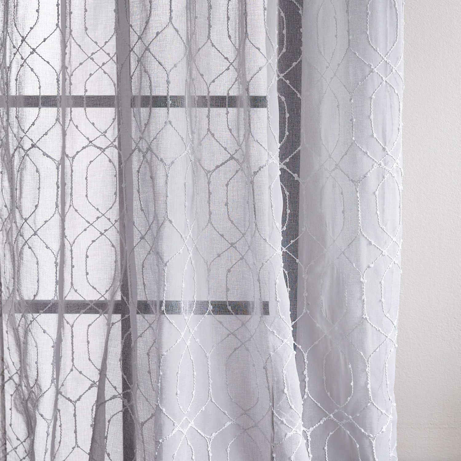 imageMartha Stewart Hourglass Embroidery Rod Pocket Window Curtain Panel Pair 95 SilverSilver