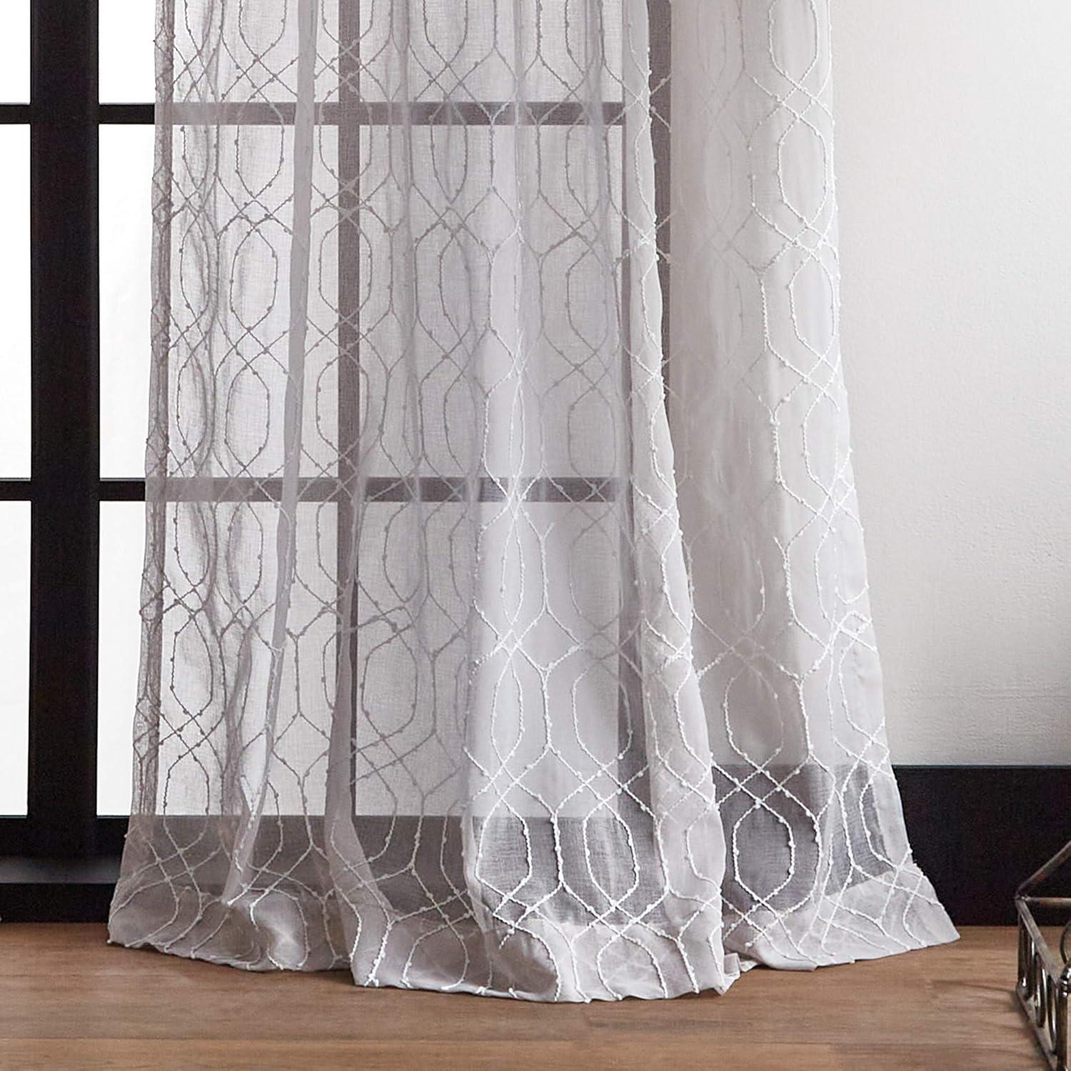 imageMartha Stewart Hourglass Embroidery Rod Pocket Window Curtain Panel Pair 95 SilverSilver