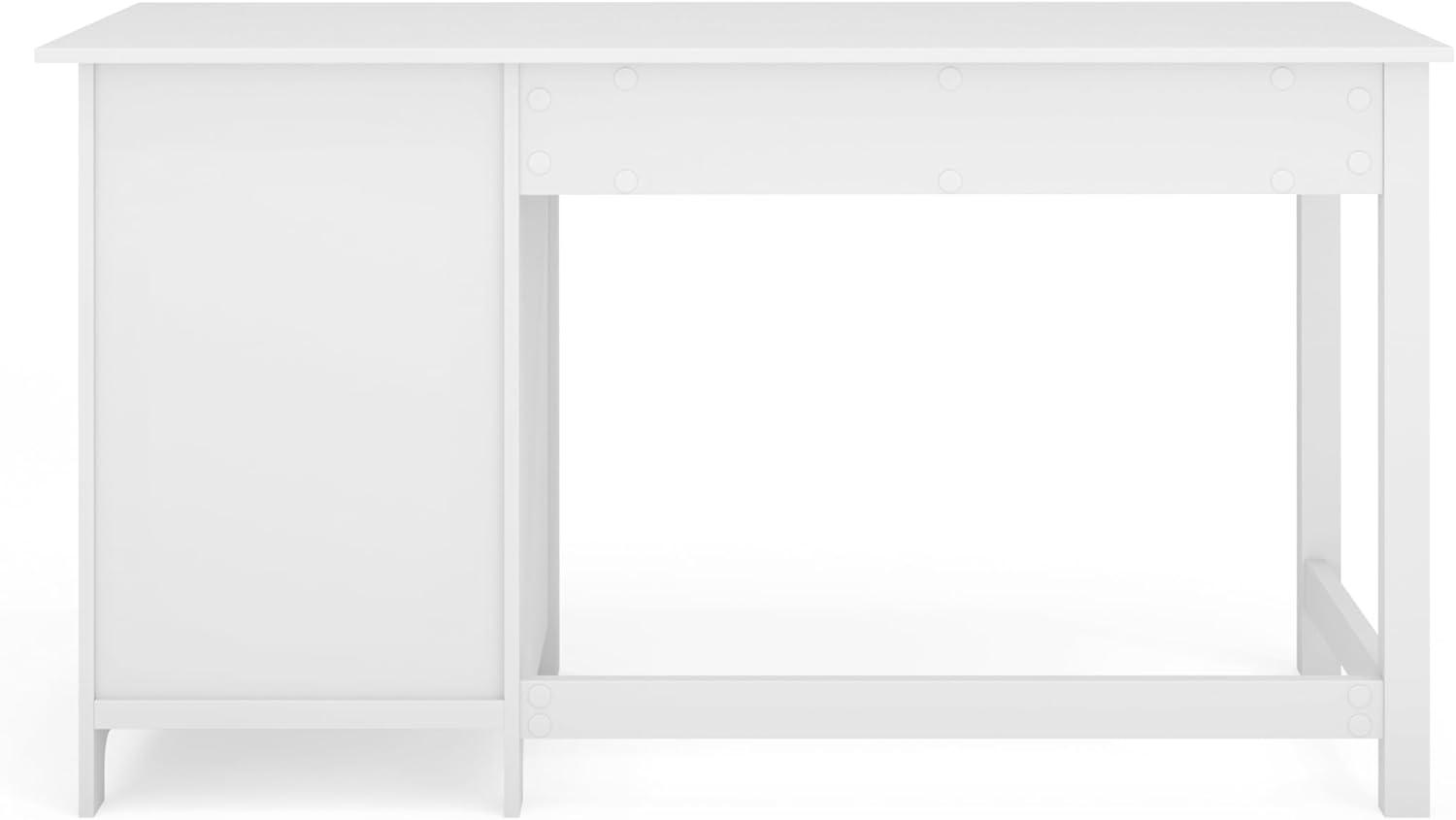 imageMartha Stewart Hutton Shaker Style Home Office Desk with 2 Side Drawers in White with Polished Brass Hardware