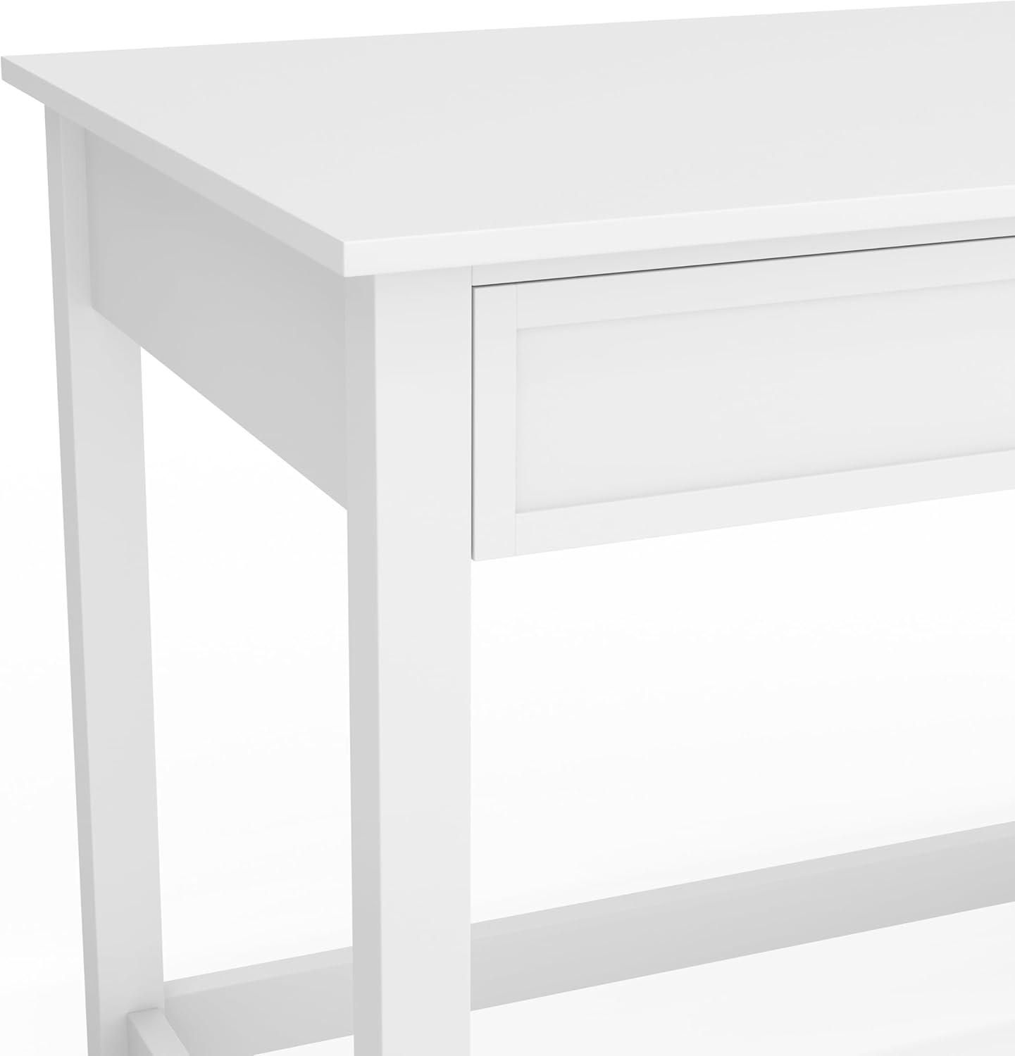 imageMartha Stewart Hutton Shaker Style Home Office Desk with 2 Side Drawers in White with Polished Brass Hardware