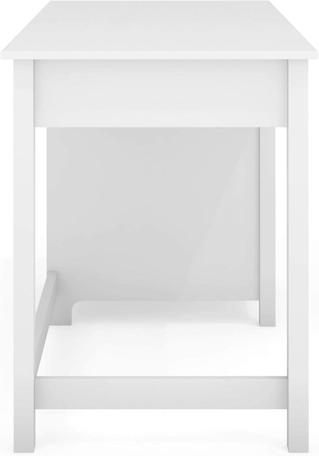 imageMartha Stewart Hutton Shaker Style Home Office Desk with 2 Side Drawers in White with Polished Brass Hardware