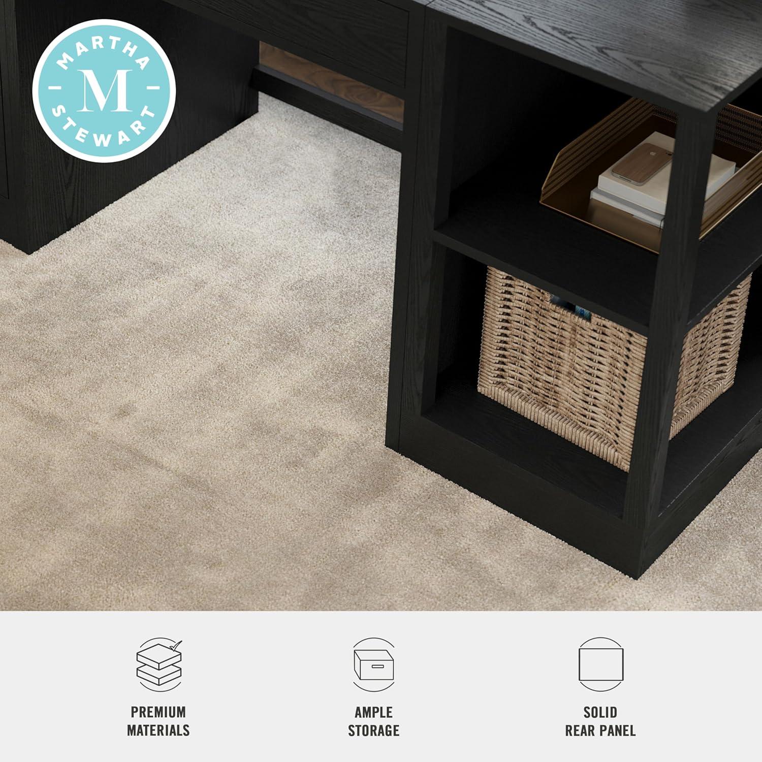 imageMartha Stewart Kayden Home Office Modular 2Tier Bookshelf with Open Storage and 2 Shelves in BlackBlack