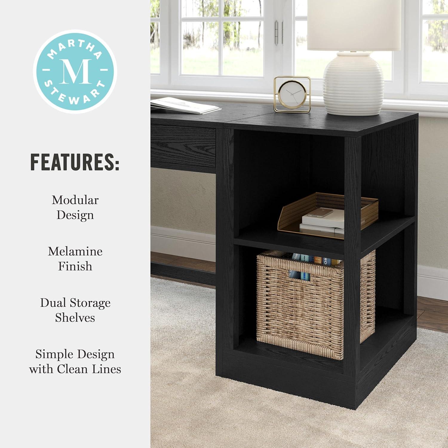imageMartha Stewart Kayden Home Office Modular 2Tier Bookshelf with Open Storage and 2 Shelves in BlackBlack