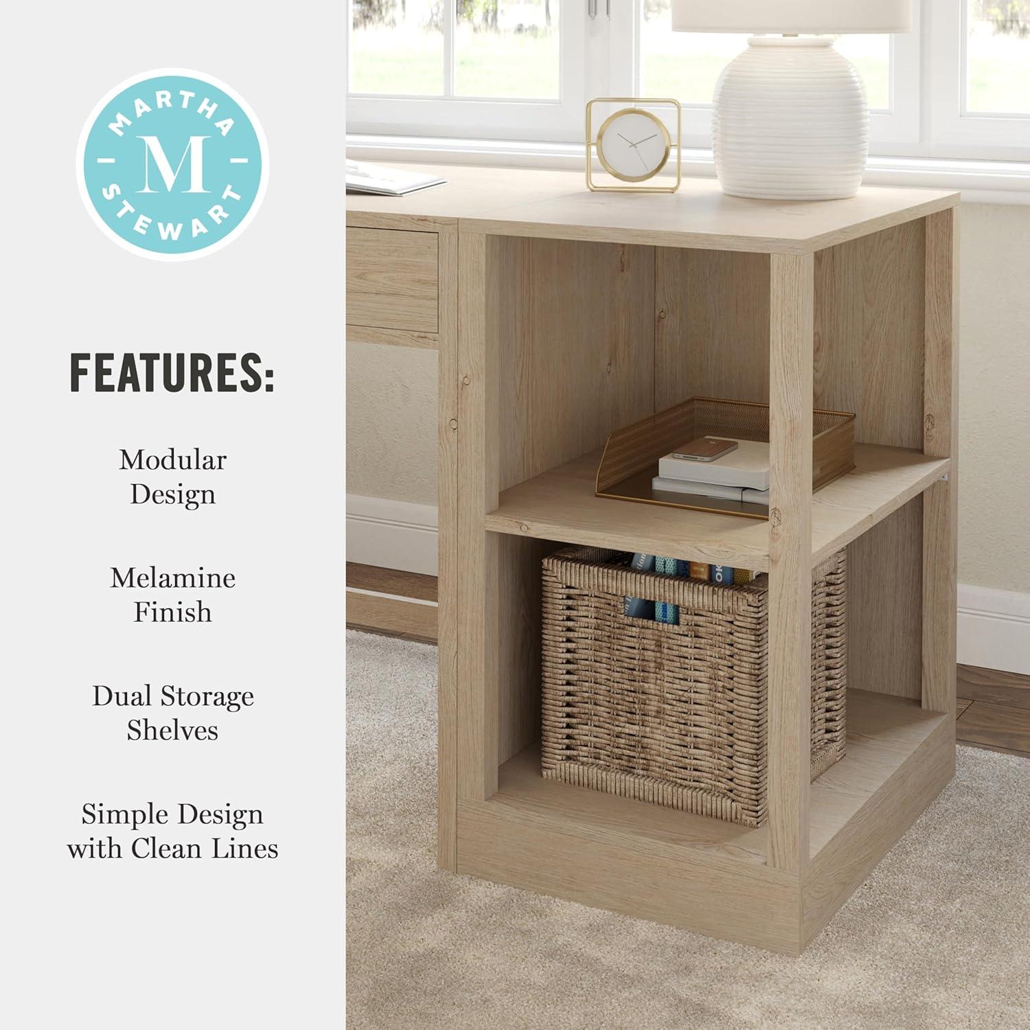 imageMartha Stewart Kayden Home Office Modular 2Tier Bookshelf with Open Storage and 2 Shelves in BlackLight Natural