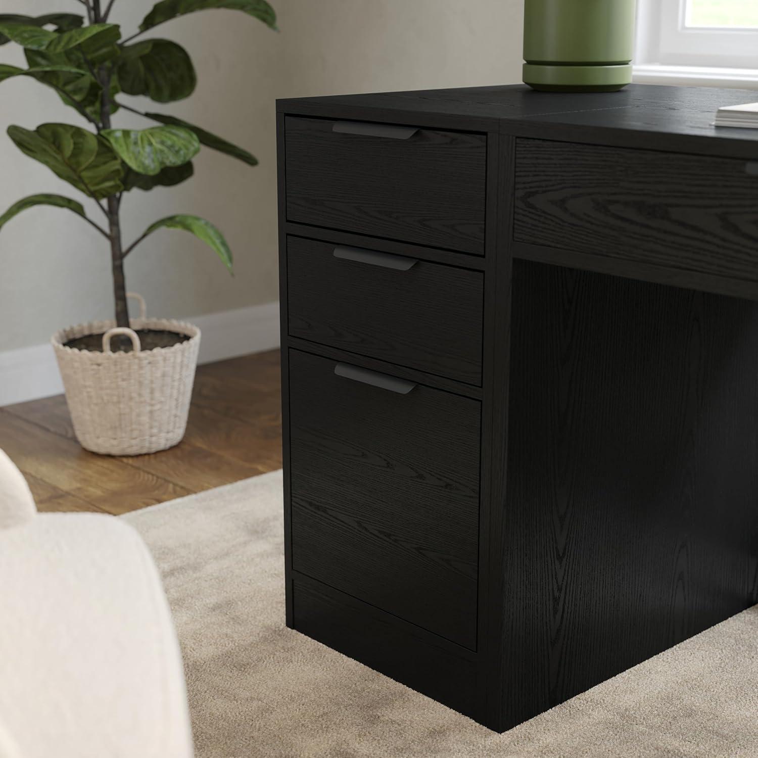 imageMartha Stewart Kayden Home Office Modular File Cabinet with 3 Drawers in Black with Oil Rubbed Bronze HardwareBlack