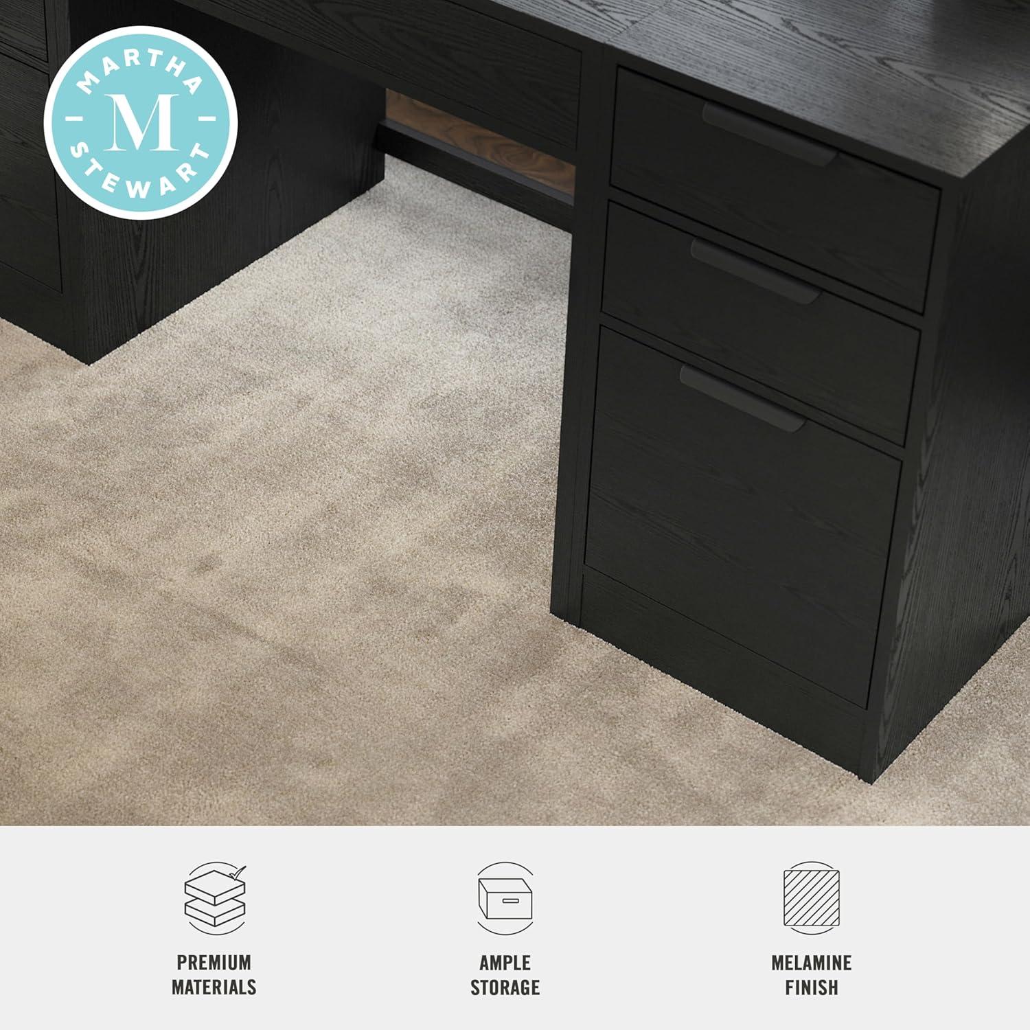 imageMartha Stewart Kayden Home Office Modular File Cabinet with 3 Drawers in Black with Oil Rubbed Bronze HardwareBlack