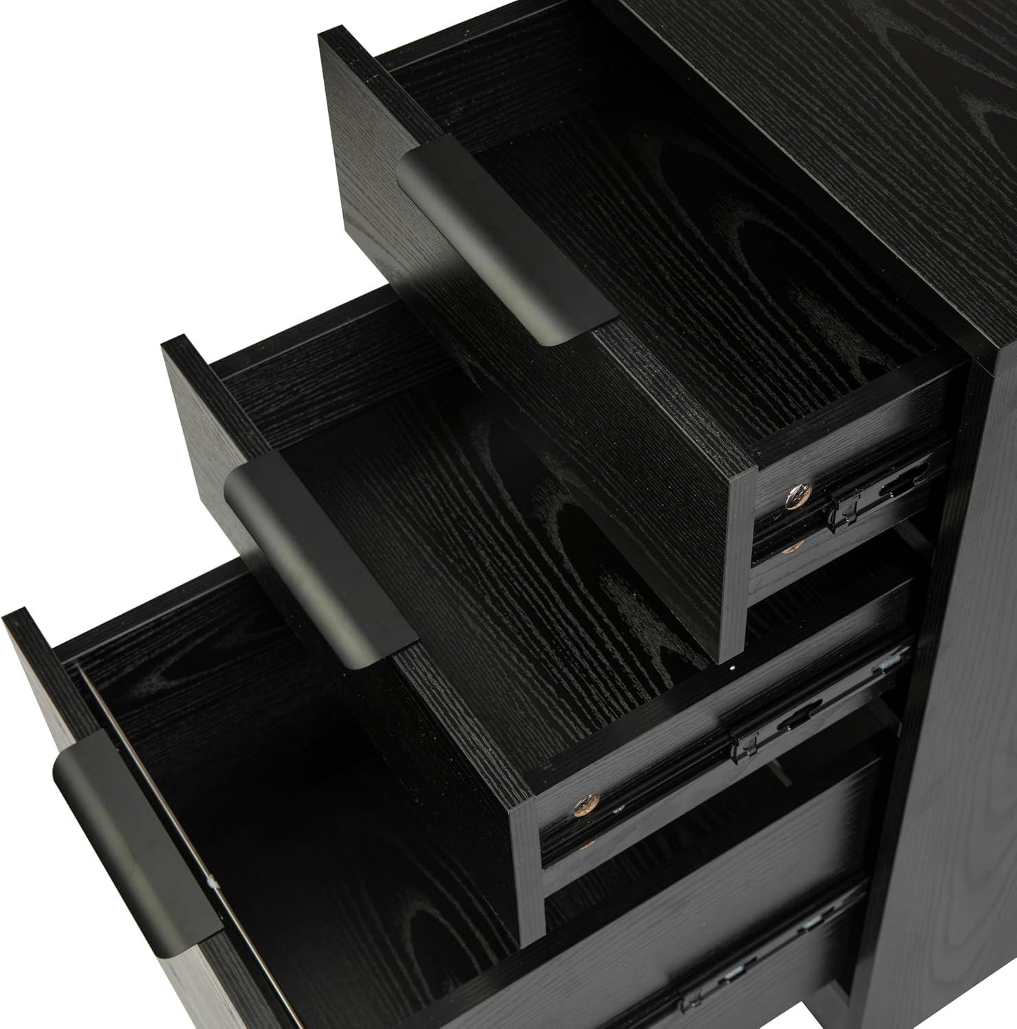 imageMartha Stewart Kayden Home Office Modular File Cabinet with 3 Drawers in Black with Oil Rubbed Bronze HardwareBlack