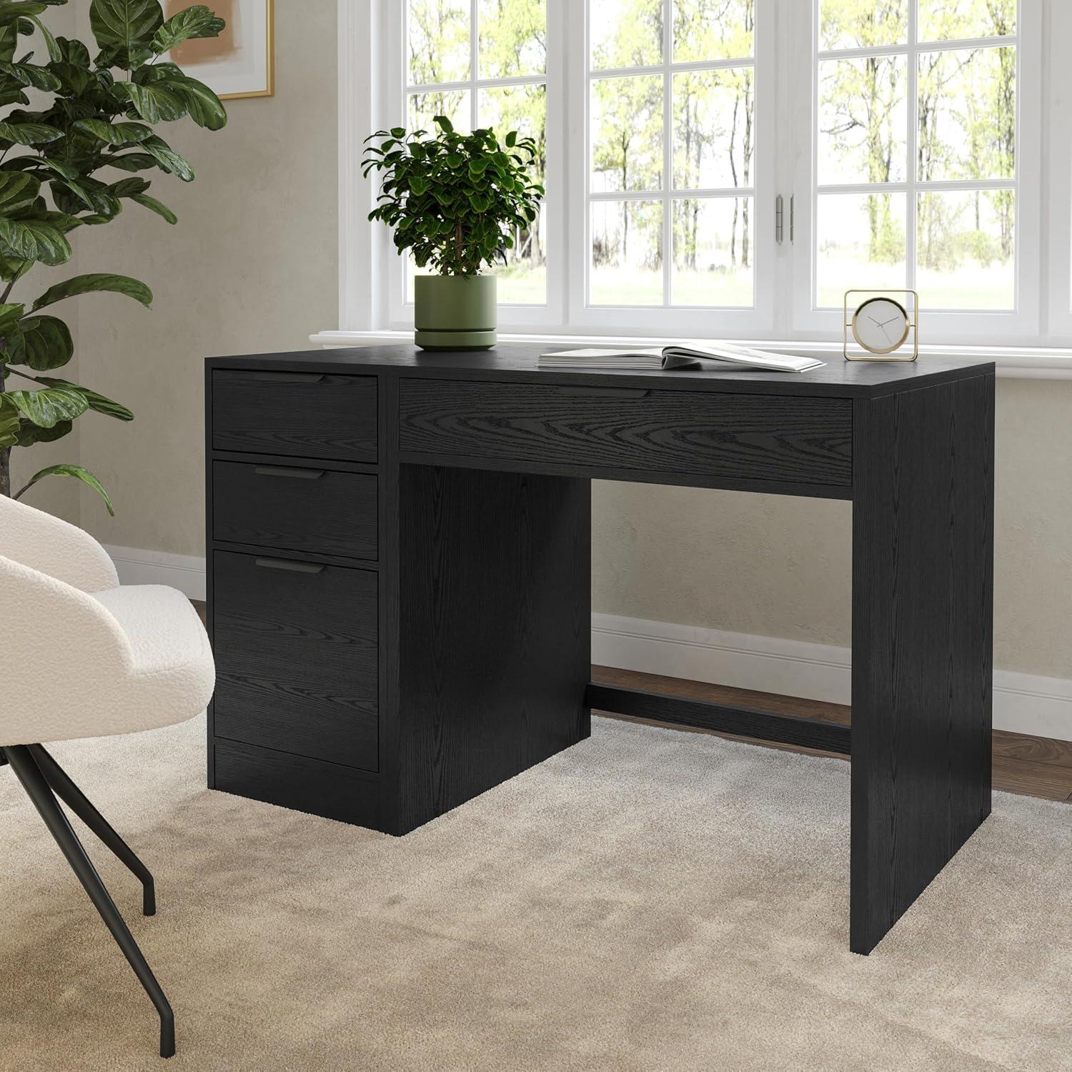 imageMartha Stewart Kayden Home Office Modular File Cabinet with 3 Drawers in Black with Oil Rubbed Bronze HardwareBlack